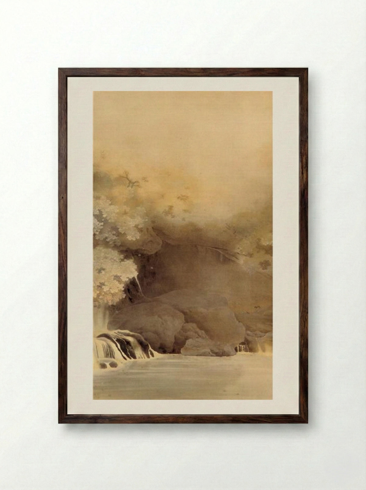 Autumn Landscape with Coloured Leaves - Hishida Shunso - Framed Print Dark Wood
