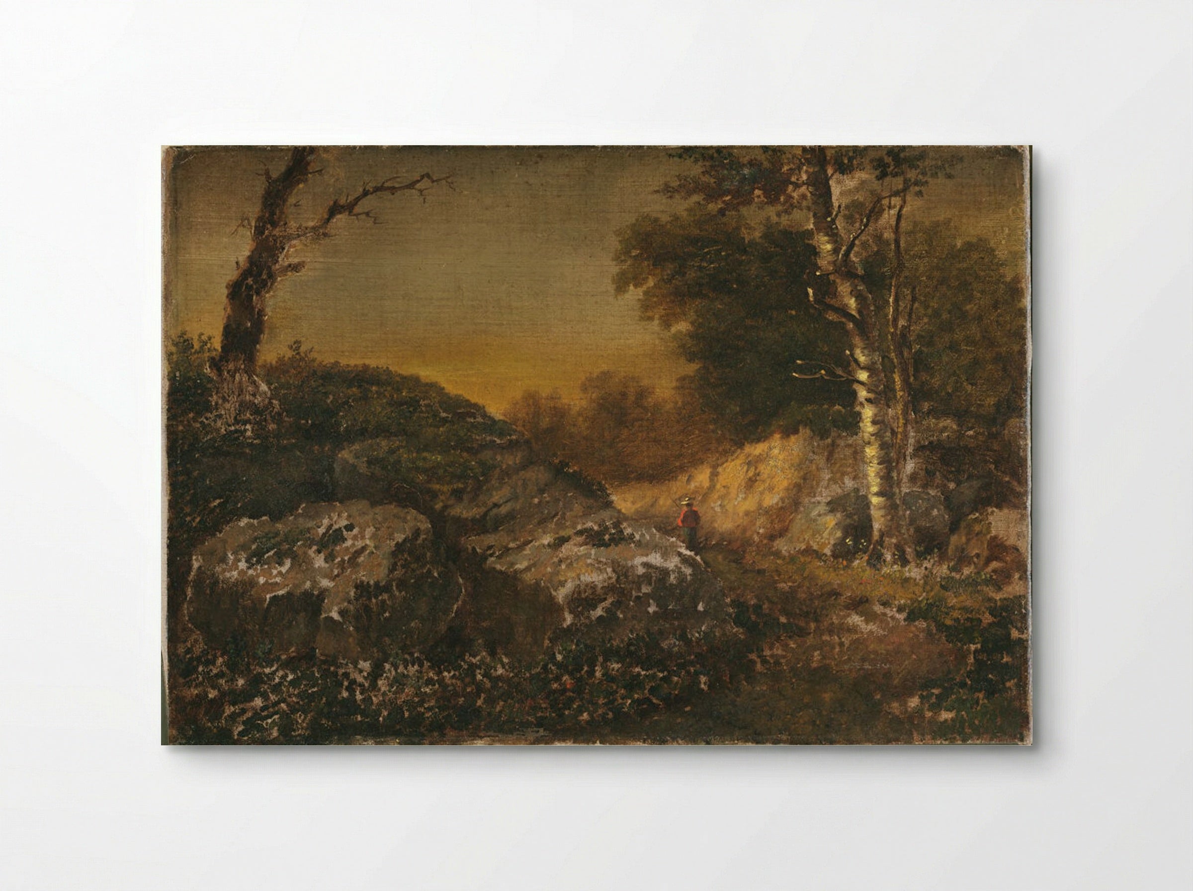Autumn Landscape with Man Fishing - William Morris Hunt - Poster