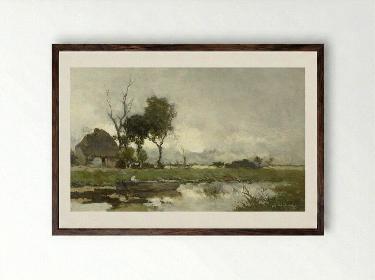 Autumn Landscape - Johan Hendrik Weissenbruch - Framed Print Dark Wood