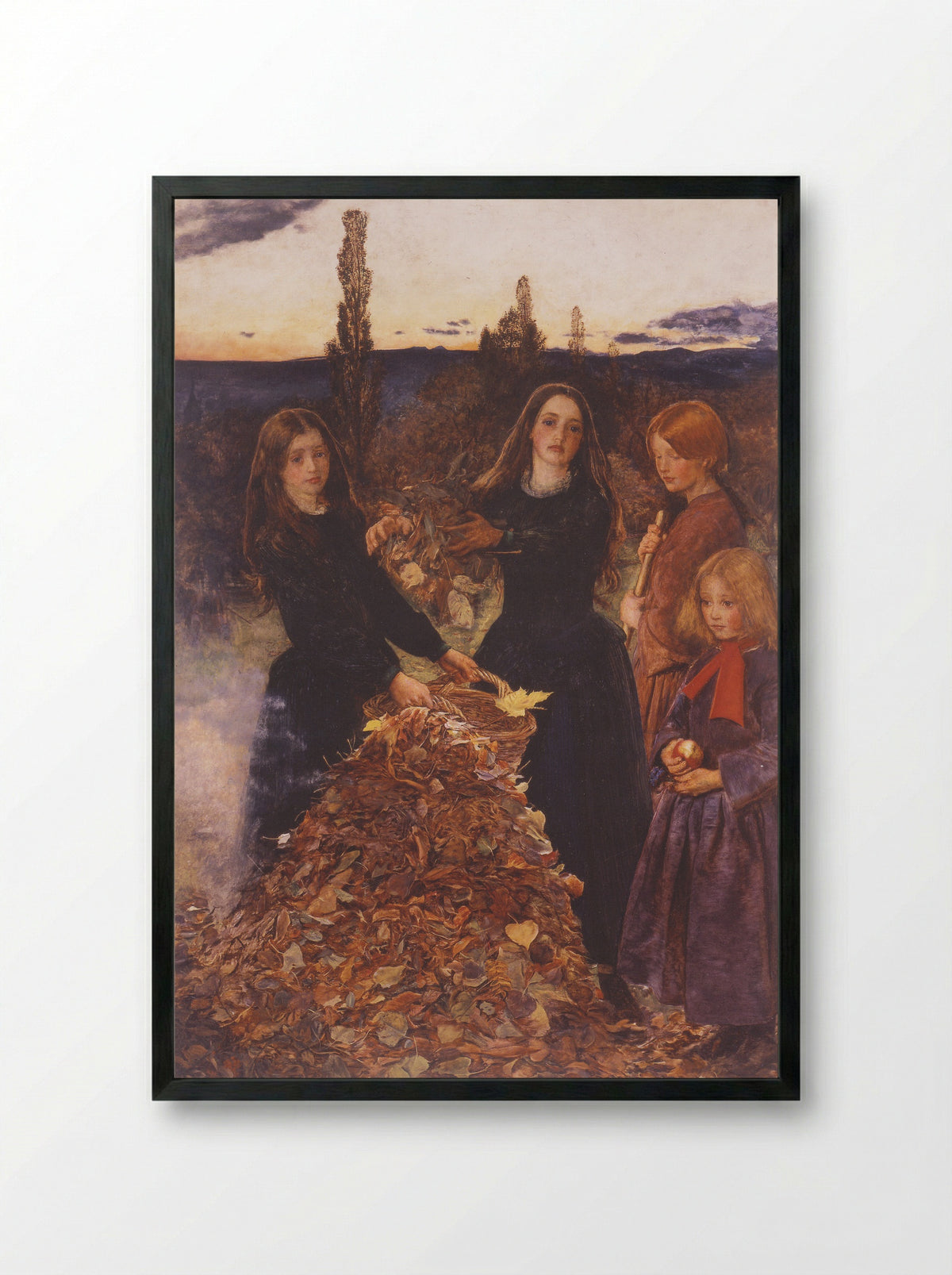 Autumn Leaves - John Everett Millais - Framed Print Black