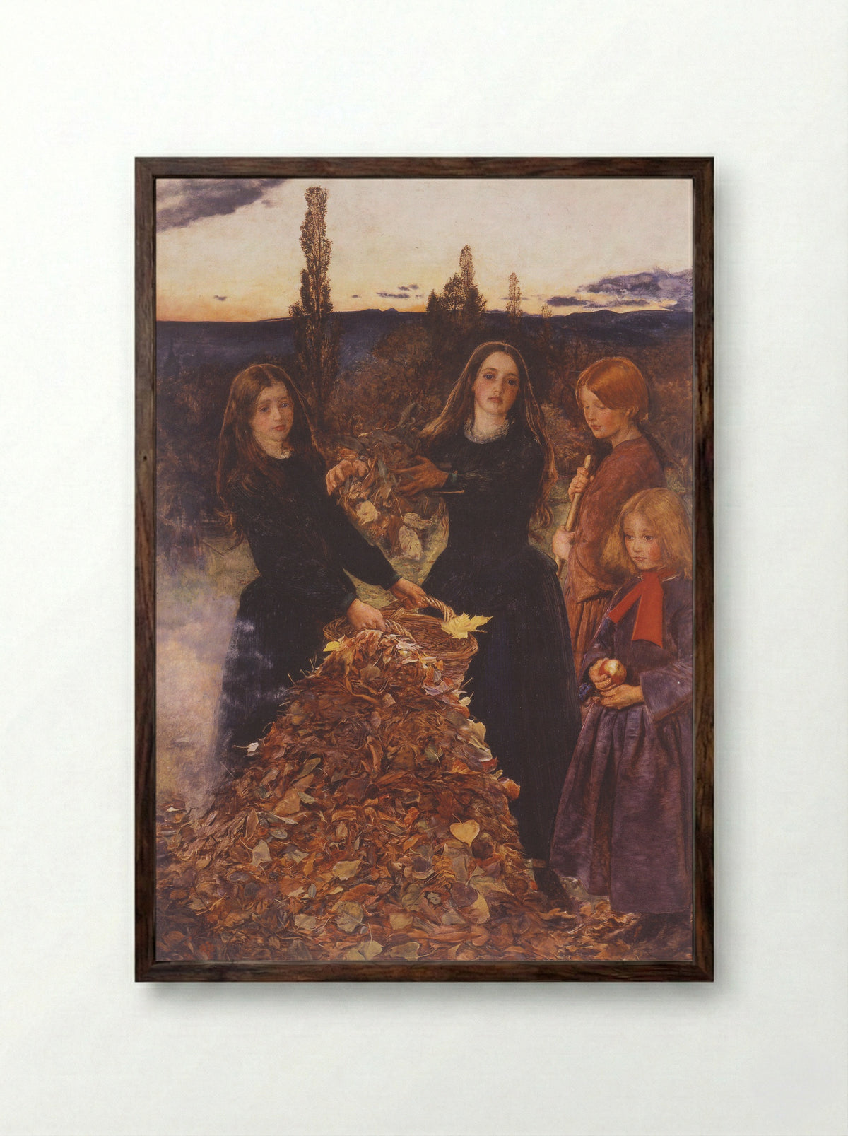Autumn Leaves - John Everett Millais - Framed Print Dark Wood
