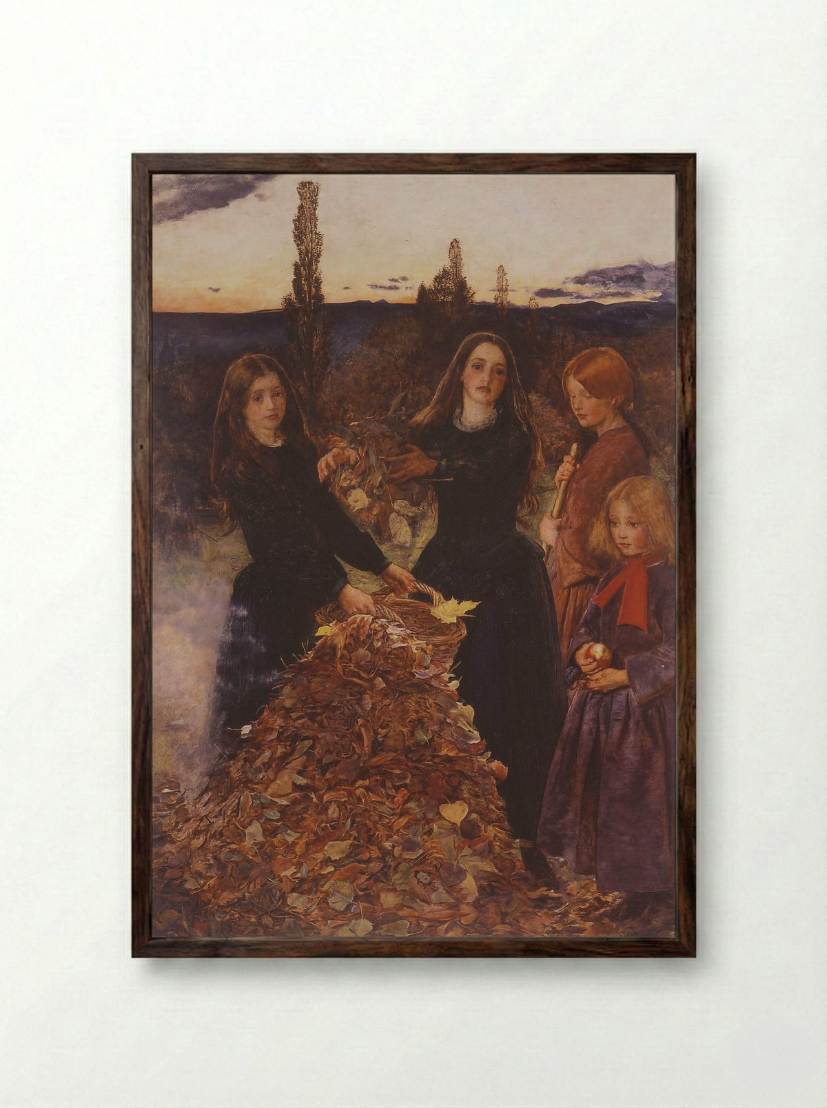 Autumn Leaves - John Everett Millais - Framed Print Dark Wood