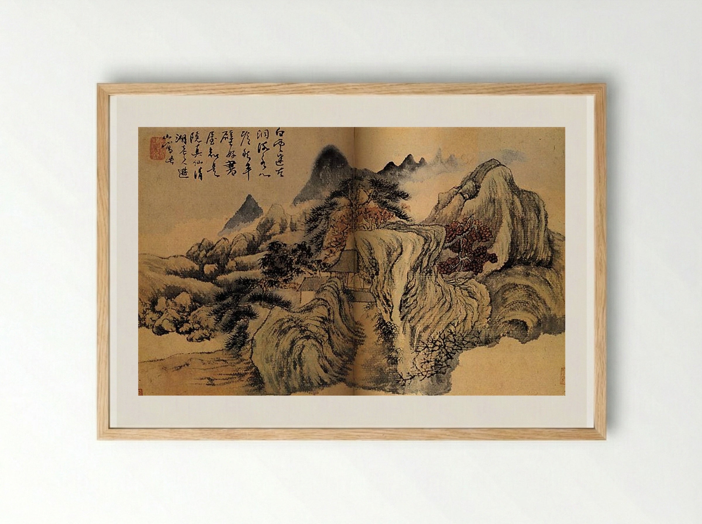 Autumn Mountain - Shitao - Framed Print Wood