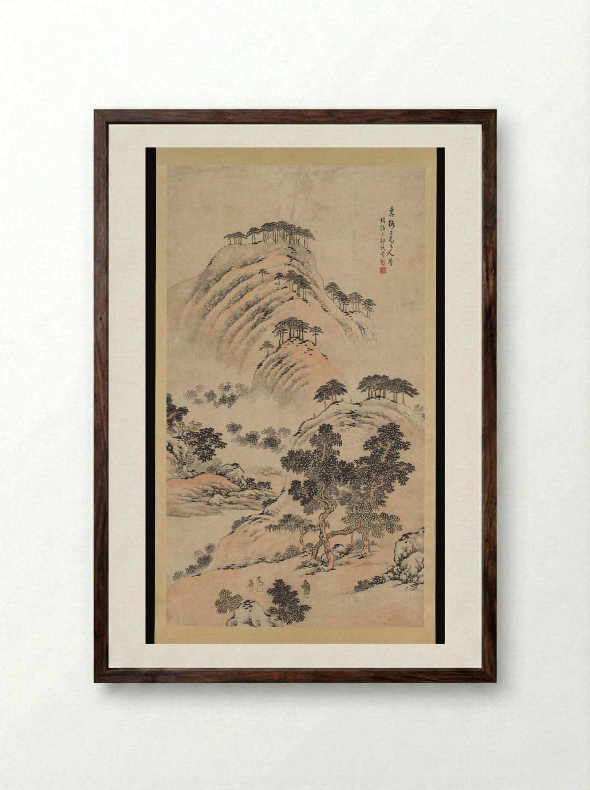 Autumn Mountains - Li Kui - Framed Print Dark Wood