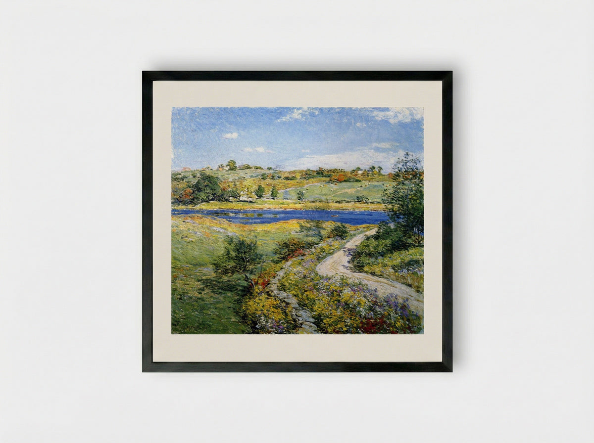 Autumn Roadside - Willard Metcalf - Framed Print Black