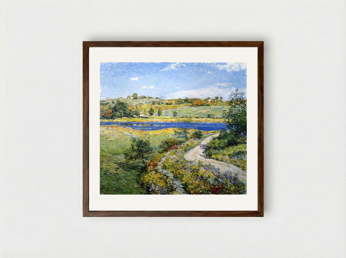 Autumn Roadside - Willard Metcalf - Framed Print Dark Wood