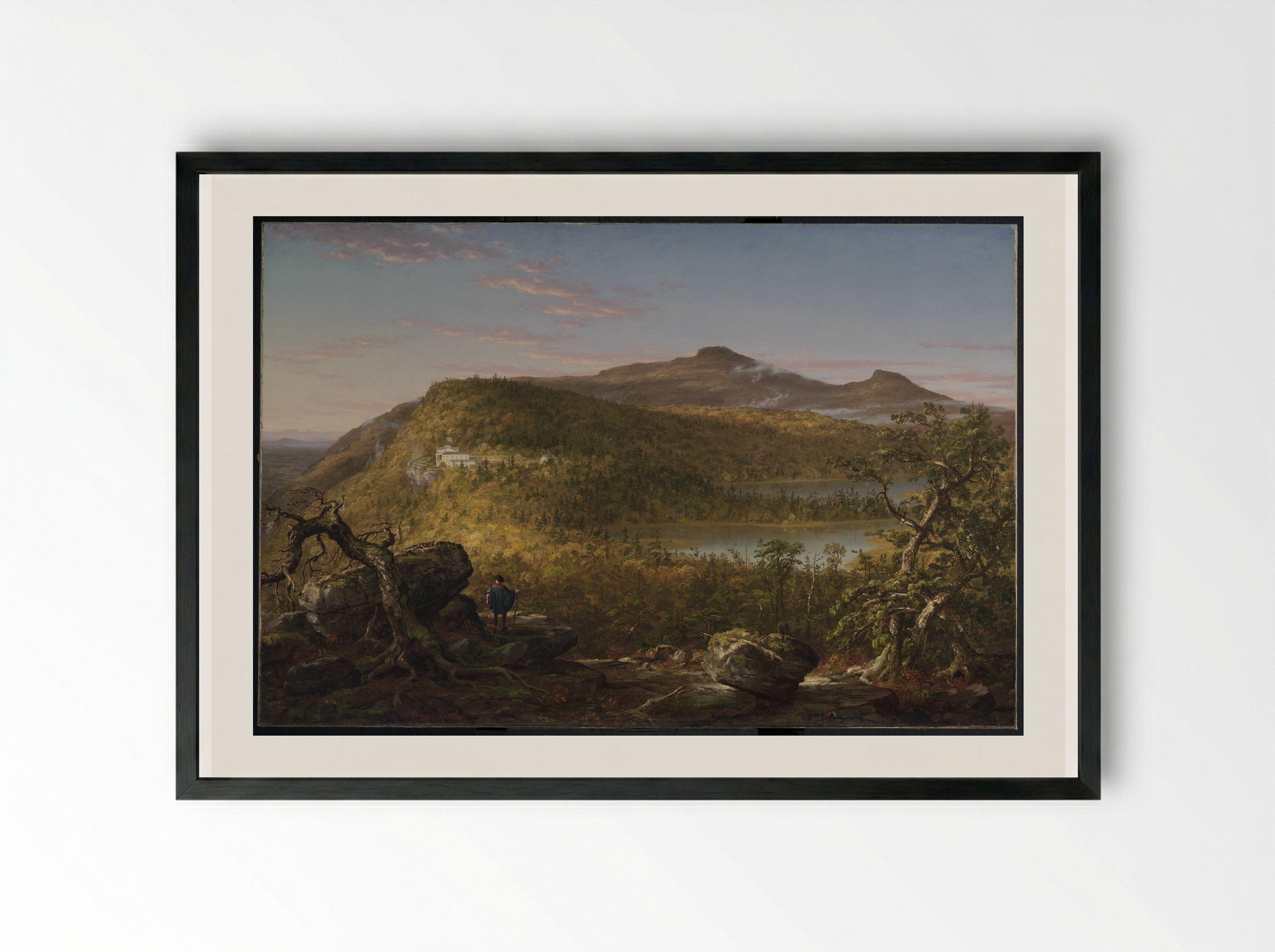 Autumn Twilight View of Copway Peak - Thomas Cole - Framed Print Black