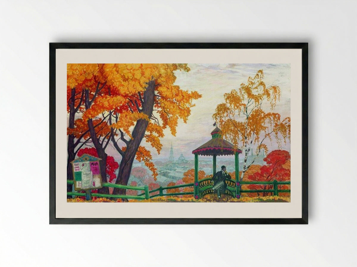 Autumn - Boris Kustodiev - Framed Print Black