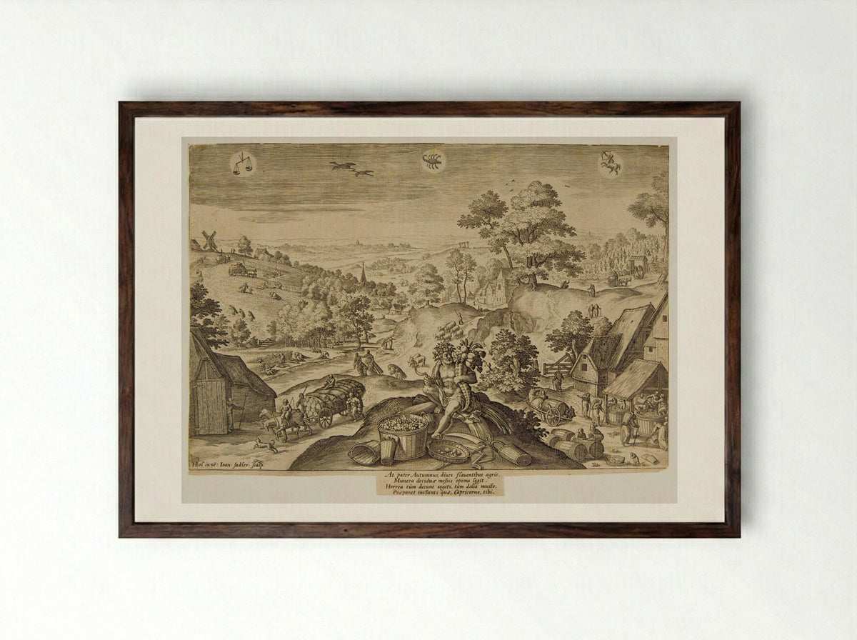 Autumn - Johann Sadeler I - Framed Print Dark Wood