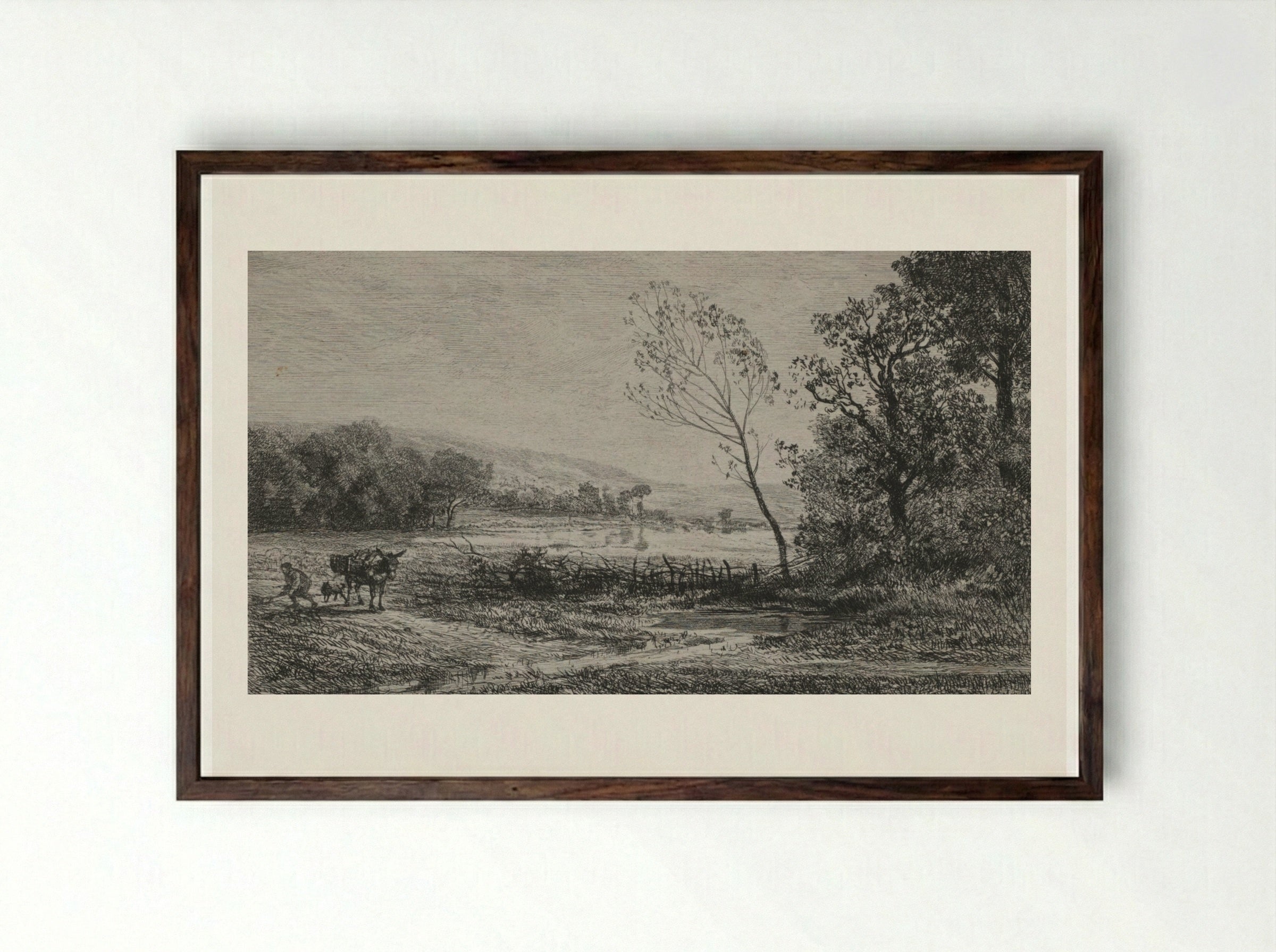 Autumn - Charles-François Daubigny - Framed Print Dark Wood