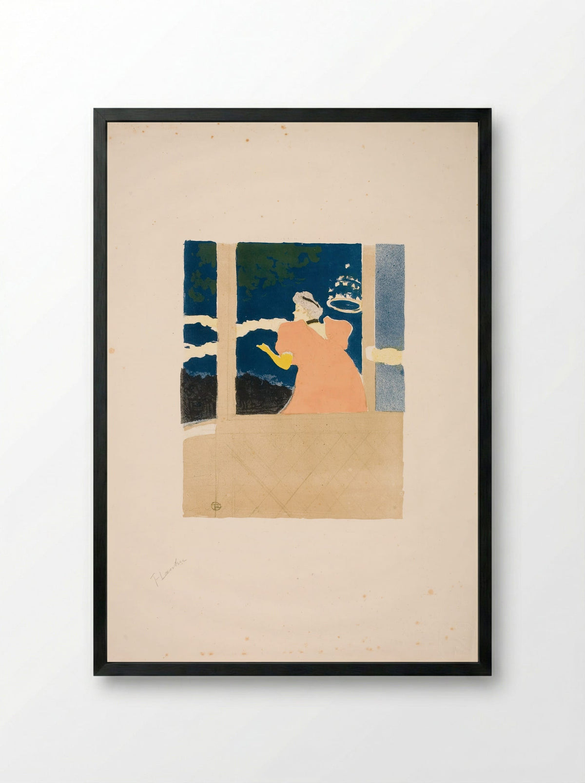 Aux Ambassadeurs - Chanteuse au café-concert - Henri de Toulouse-Lautrec - Framed Print Black