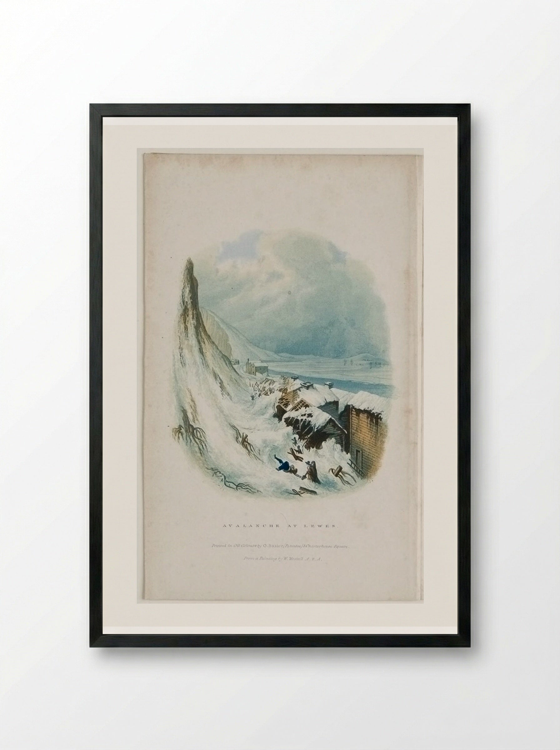 Avalanche at Lewes - George Baxter - Framed Print Black