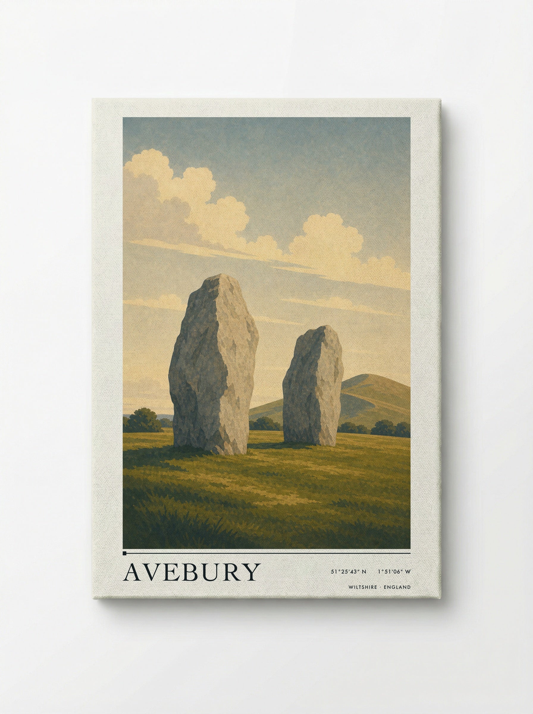 Avebury Wiltshire England Travel Poster - Canvas