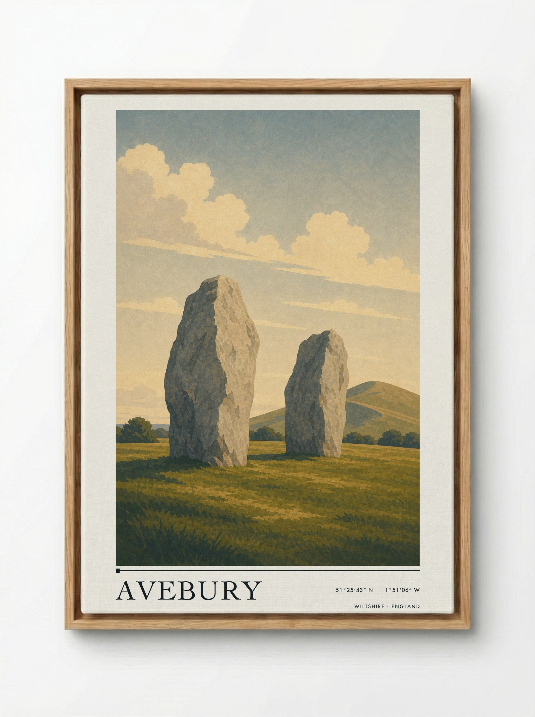 Avebury Wiltshire England Travel Poster - Framed Canvas Wood