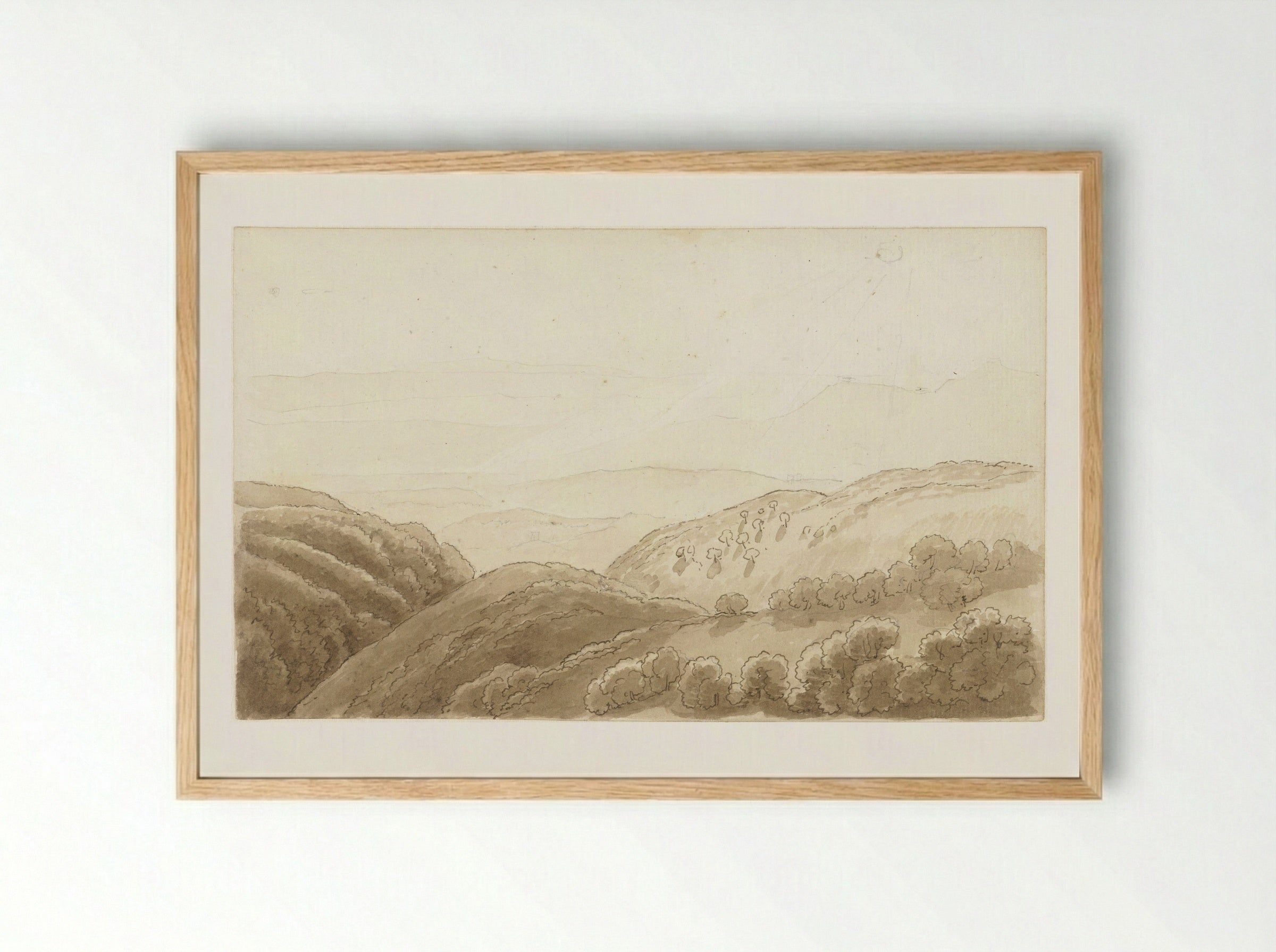 Avondlicht over de bergen bij Tivoli - Hendrik Voogd - Framed Print Wood