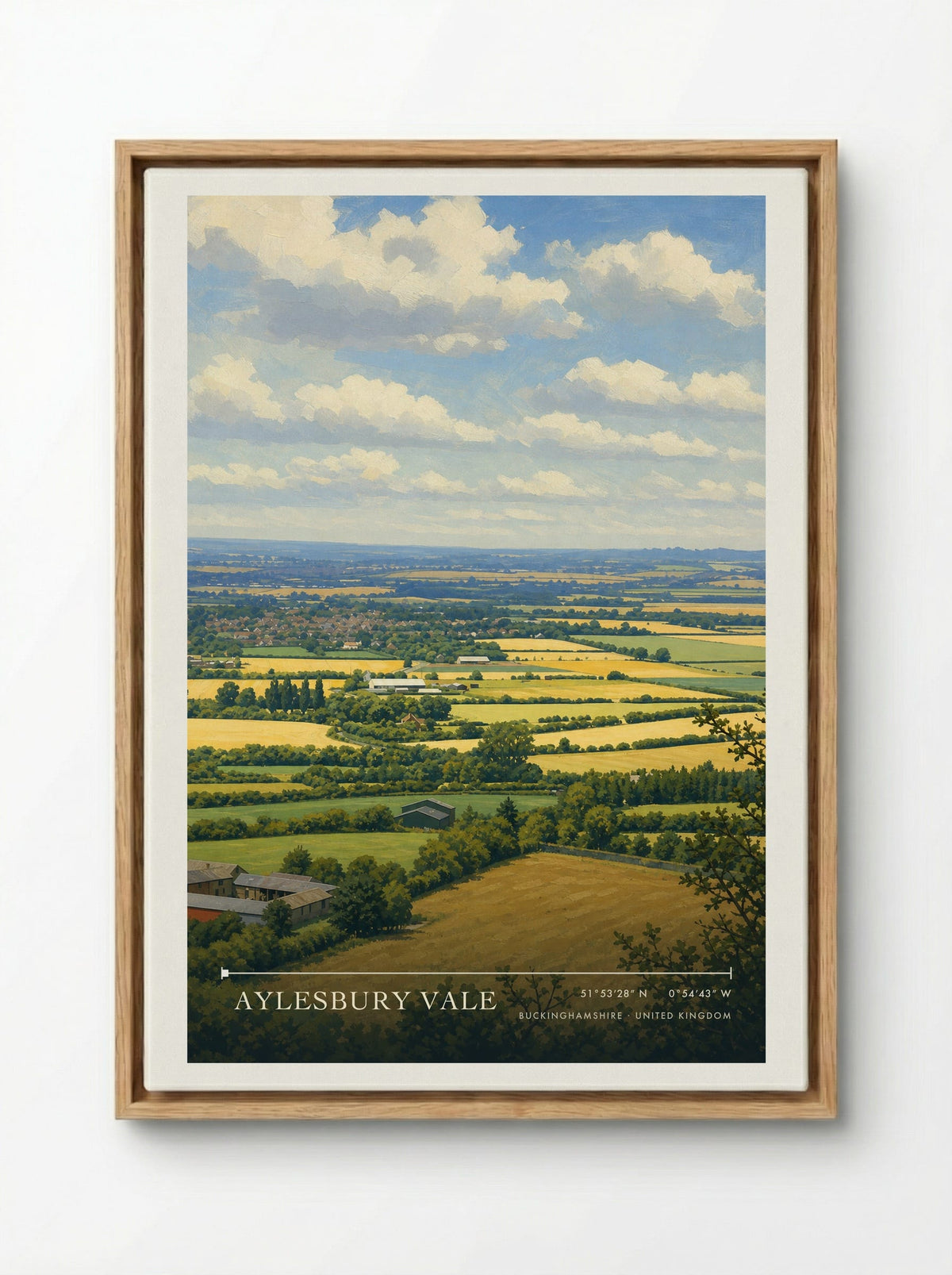 Aylesbury Vale Buckinghamshire United Kingdom Travel Poster - Framed Canvas Wood