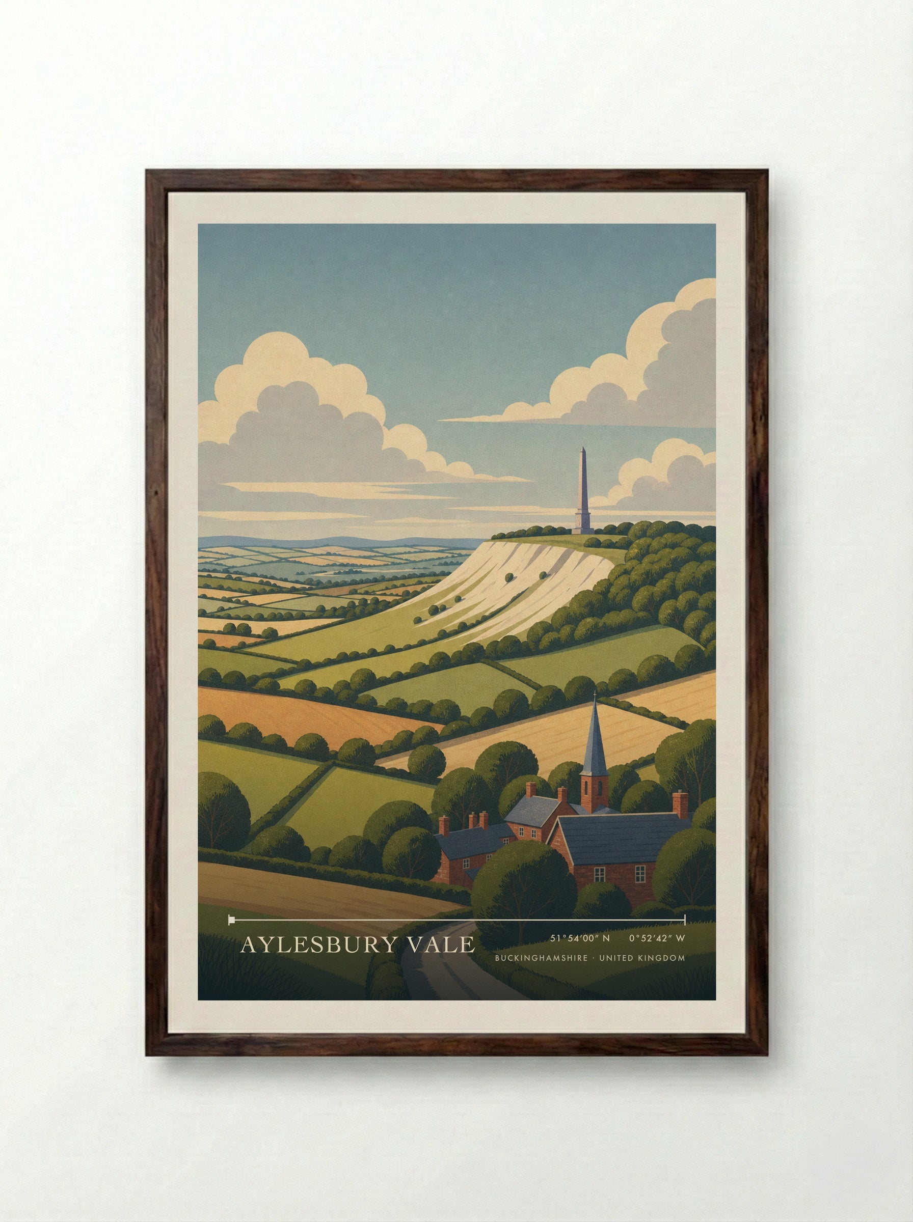 Aylesbury Vale Buckinghamshire United Kingdom Travel Poster - Framed Print Dark Wood