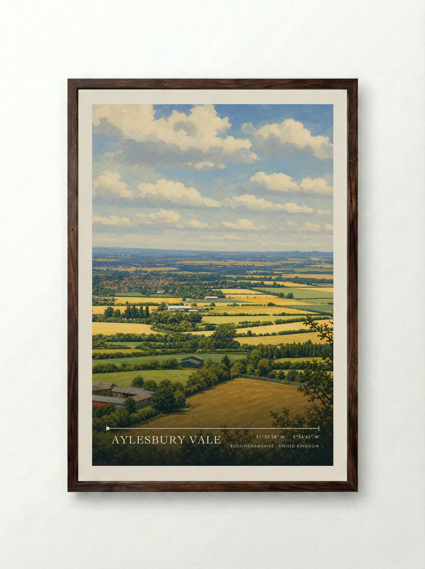 Aylesbury Vale Buckinghamshire United Kingdom Travel Poster - Framed Print Dark Wood