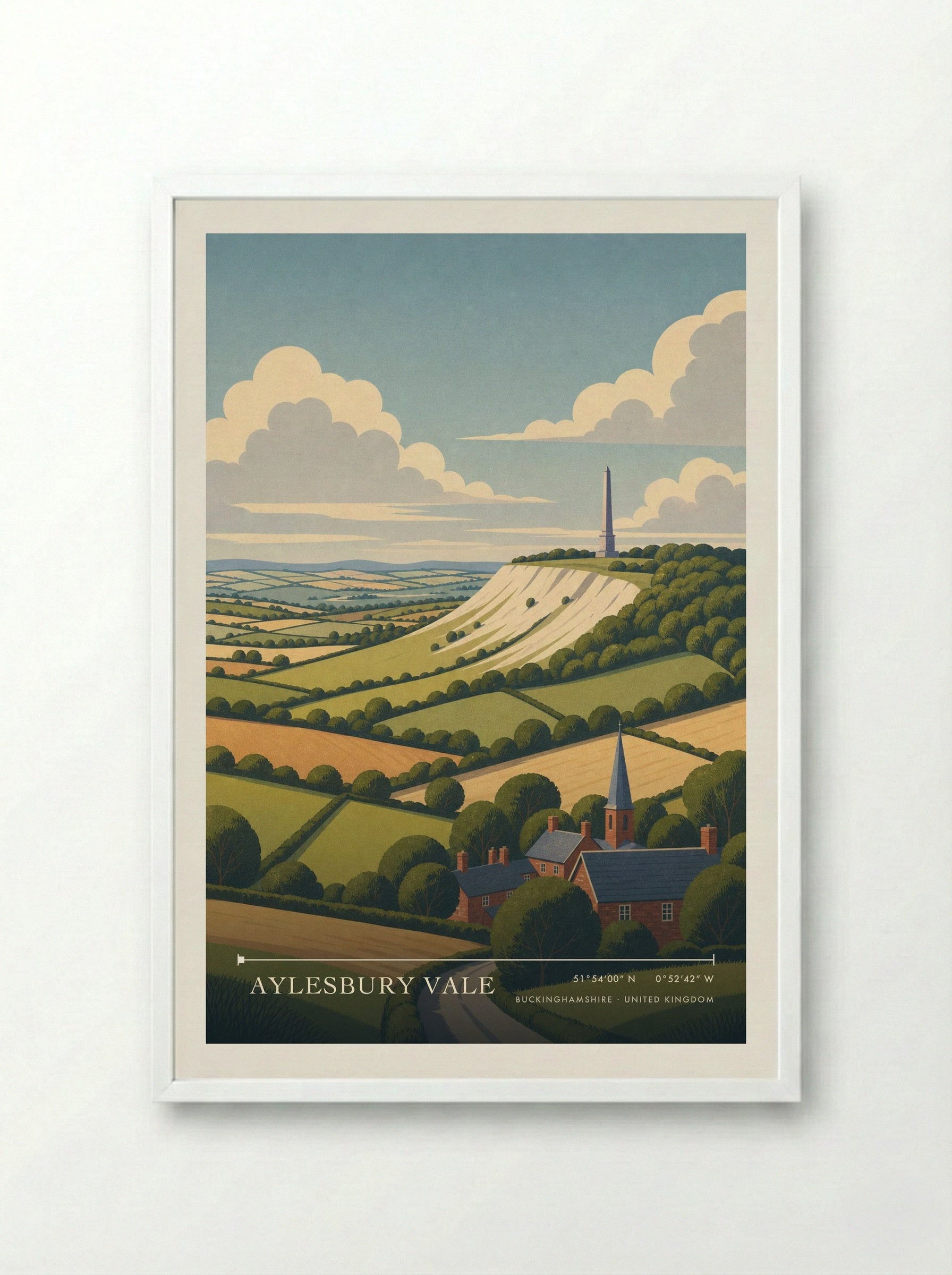 Aylesbury Vale Buckinghamshire United Kingdom Travel Poster - Framed Print White