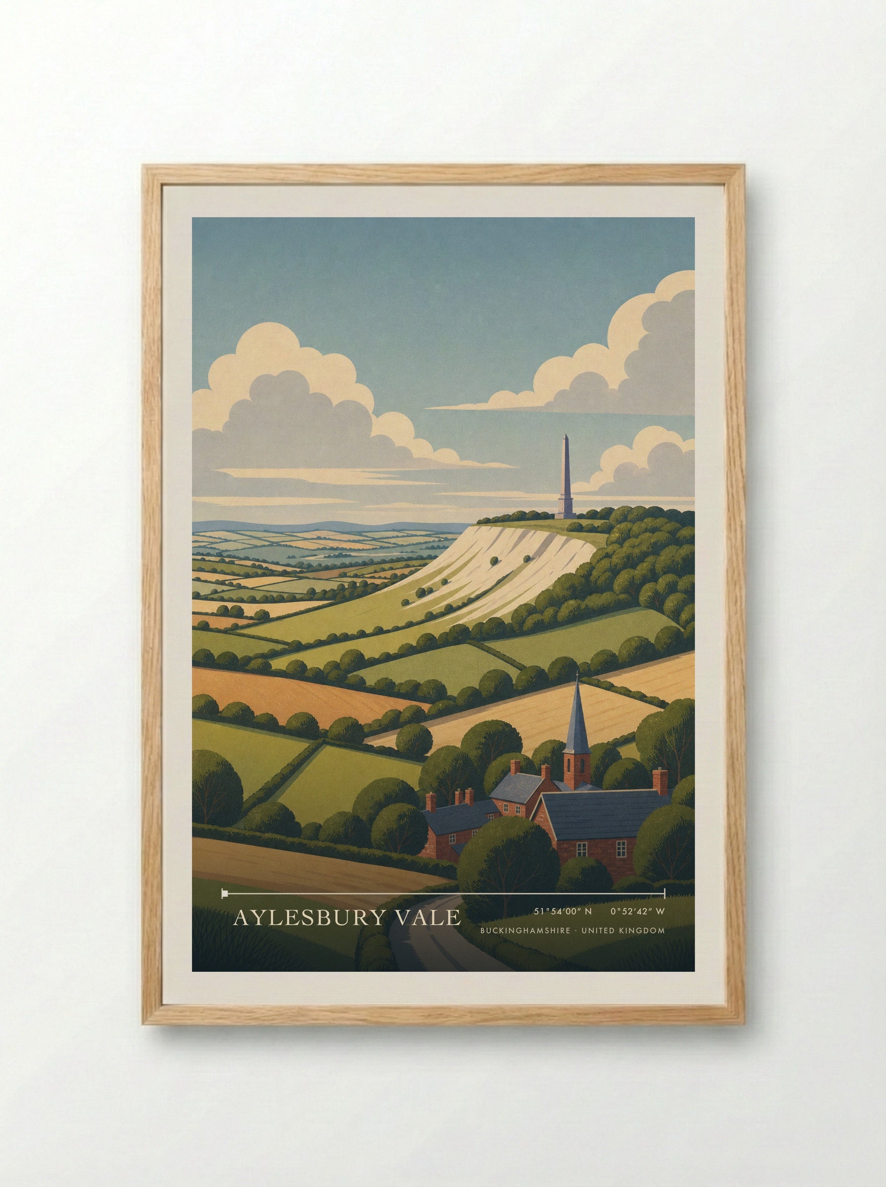 Aylesbury Vale Buckinghamshire United Kingdom Travel Poster - Framed Print Wood