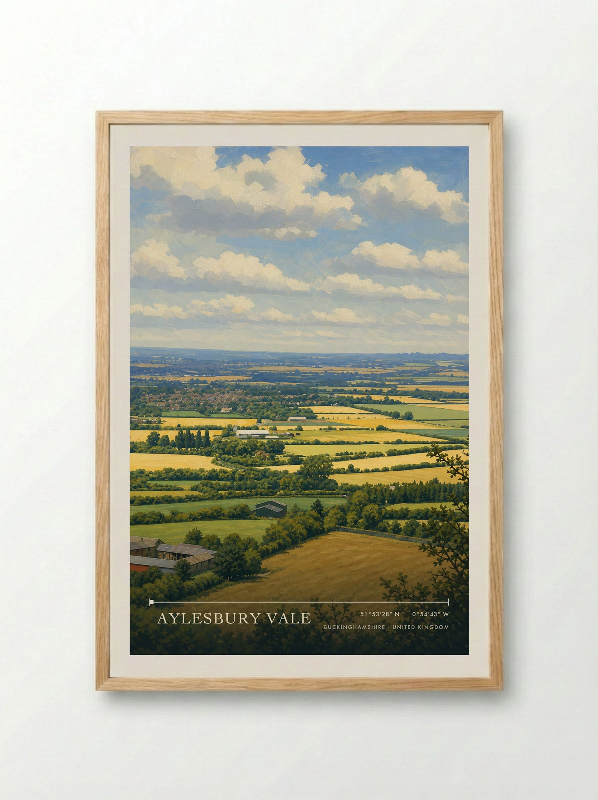 Aylesbury Vale Buckinghamshire United Kingdom Travel Poster - Framed Print Wood