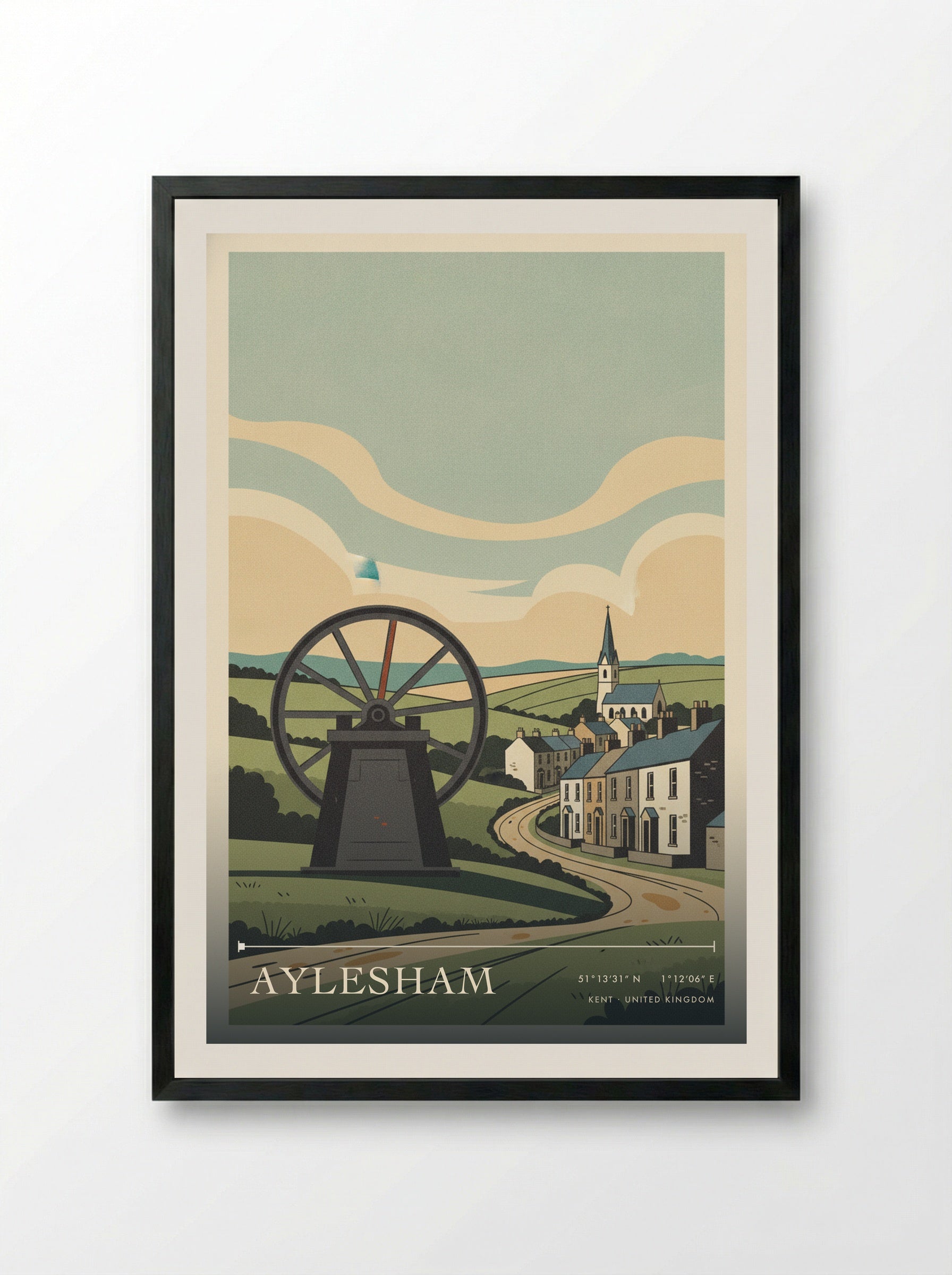 Aylesham Kent United Kingdom Travel Poster - Framed Print Black