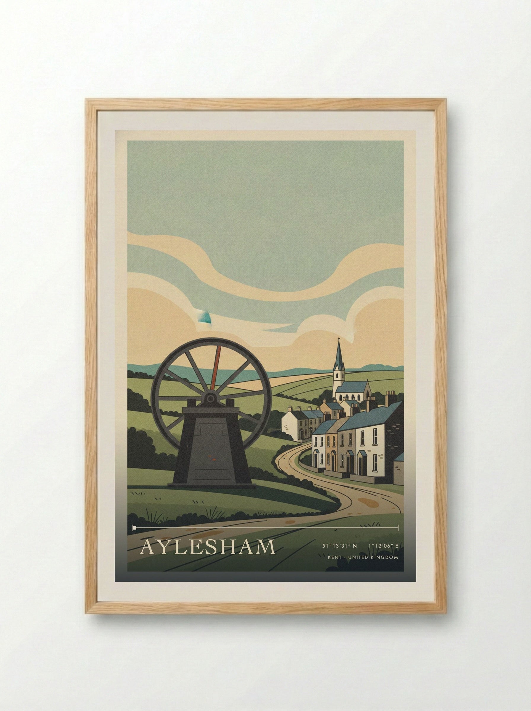 Aylesham Kent United Kingdom Travel Poster - Framed Print Wood