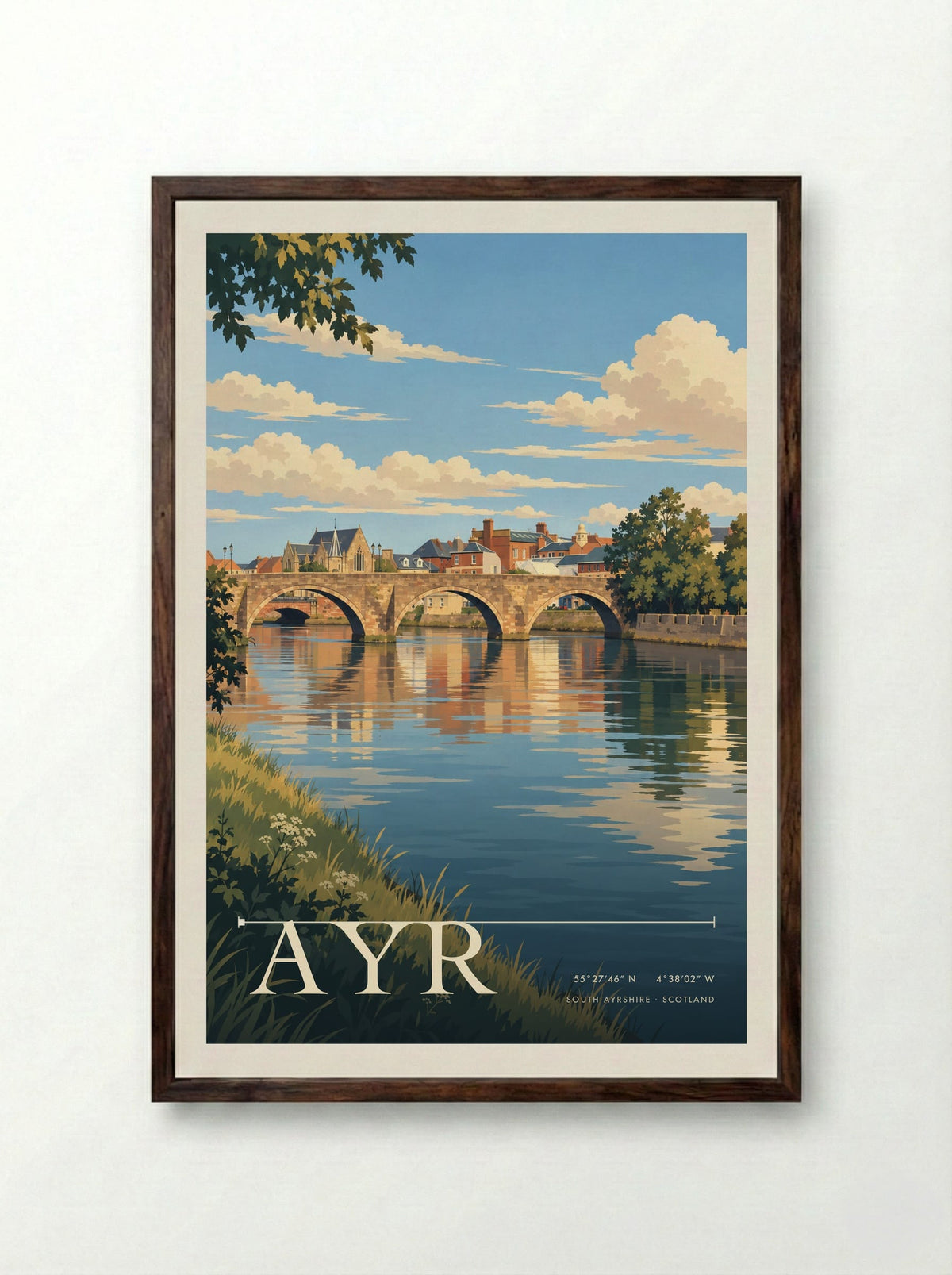 Ayr, South Ayrshire | Travel Poster - Framed Print Dark Wood