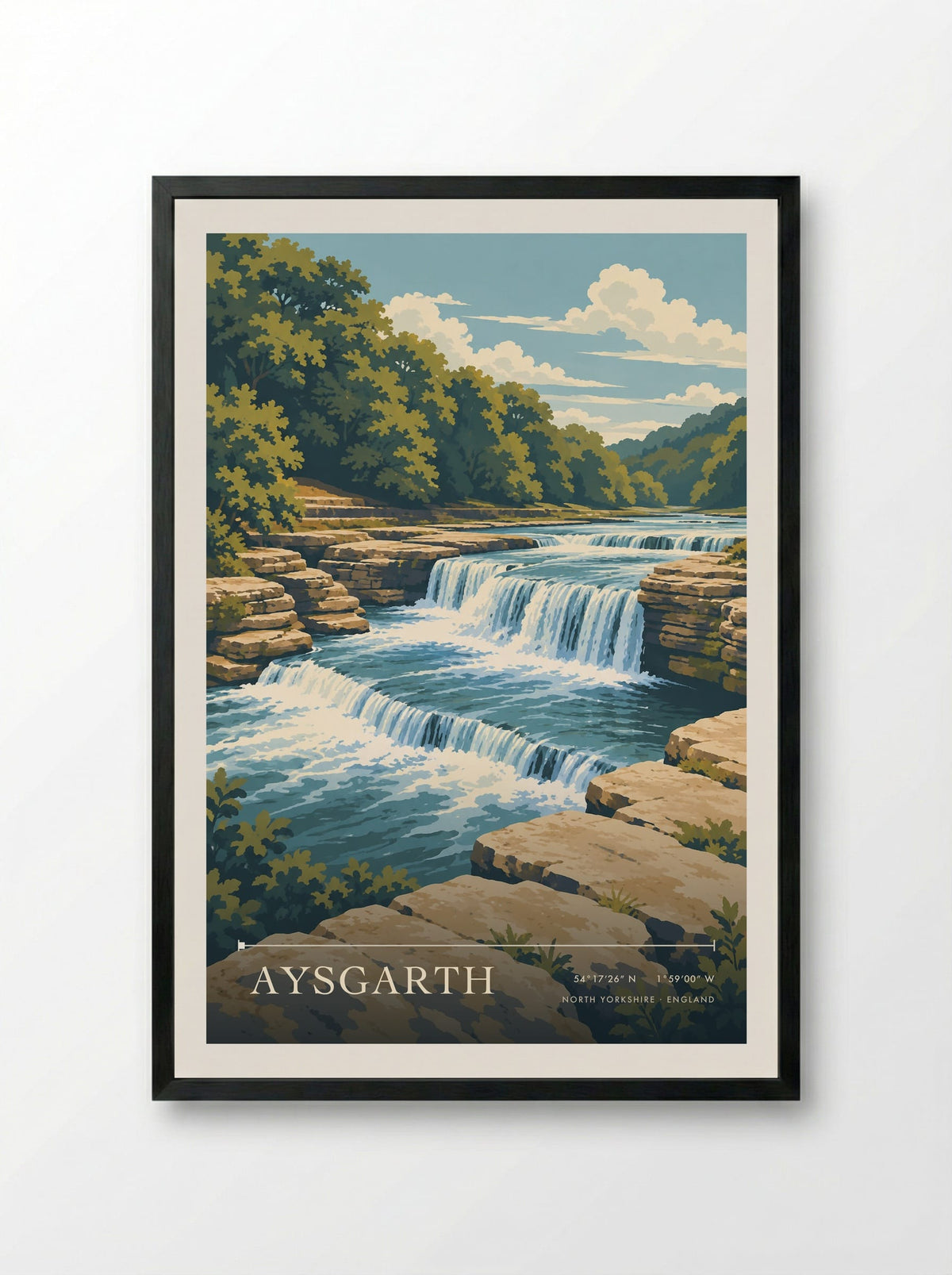 Aysgarth, North Yorkshire | Travel Poster - Framed Print Black