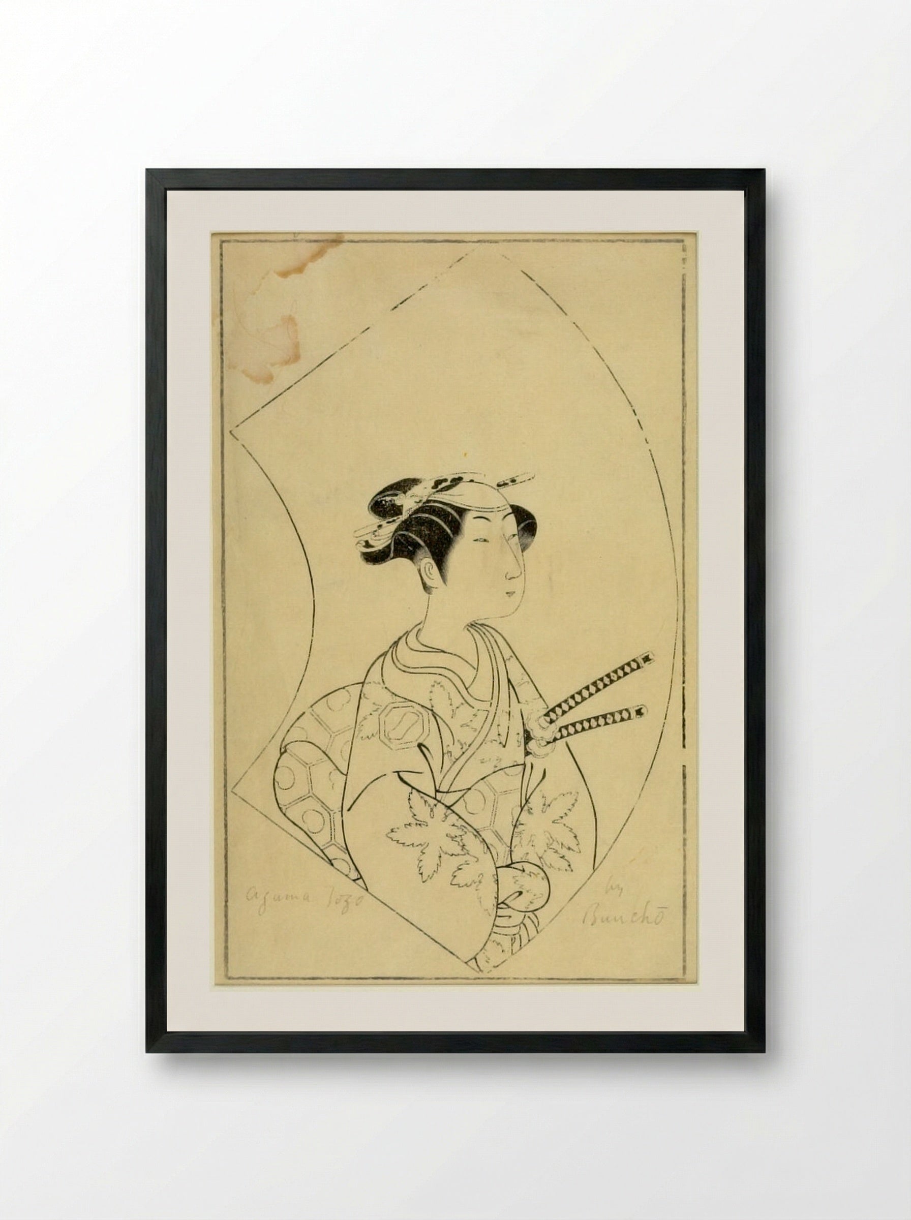 Azuma Tozō (Actor Portrait) - Ippitsusai Bunchō - Framed Print Black