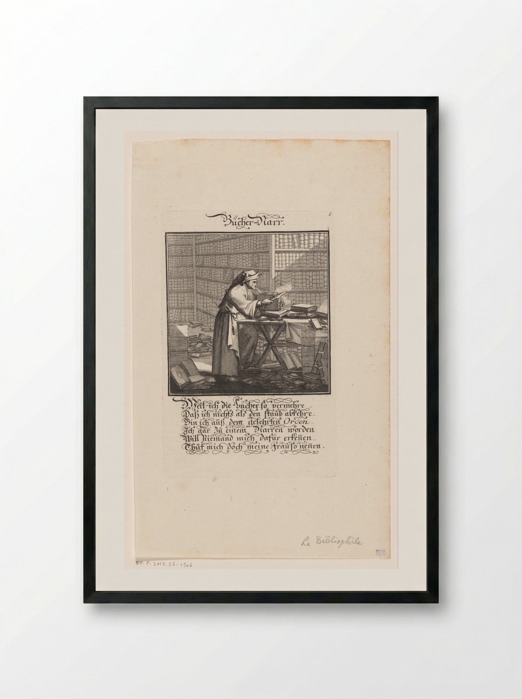 Bücher-Narr (The Book Fool) - Christoph Weigel - Framed Print Black