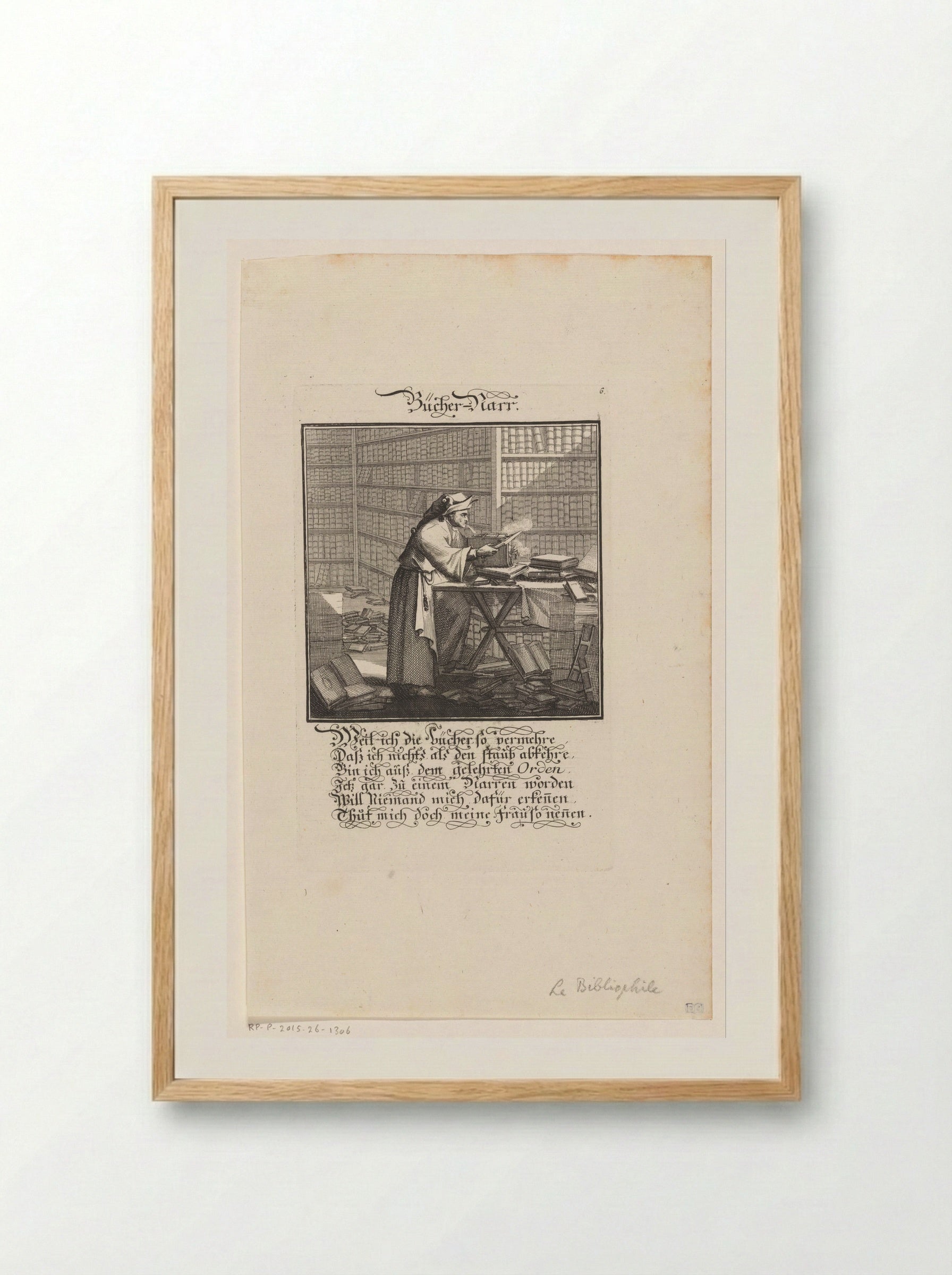Bücher-Narr (The Book Fool) - Christoph Weigel - Framed Print Wood