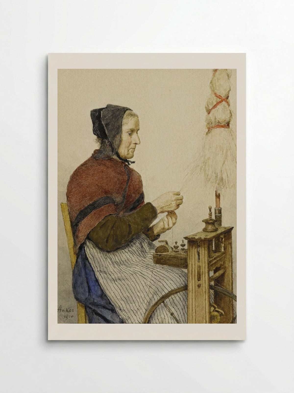 Bäuerin am Spinnrad - Albert Anker - Poster