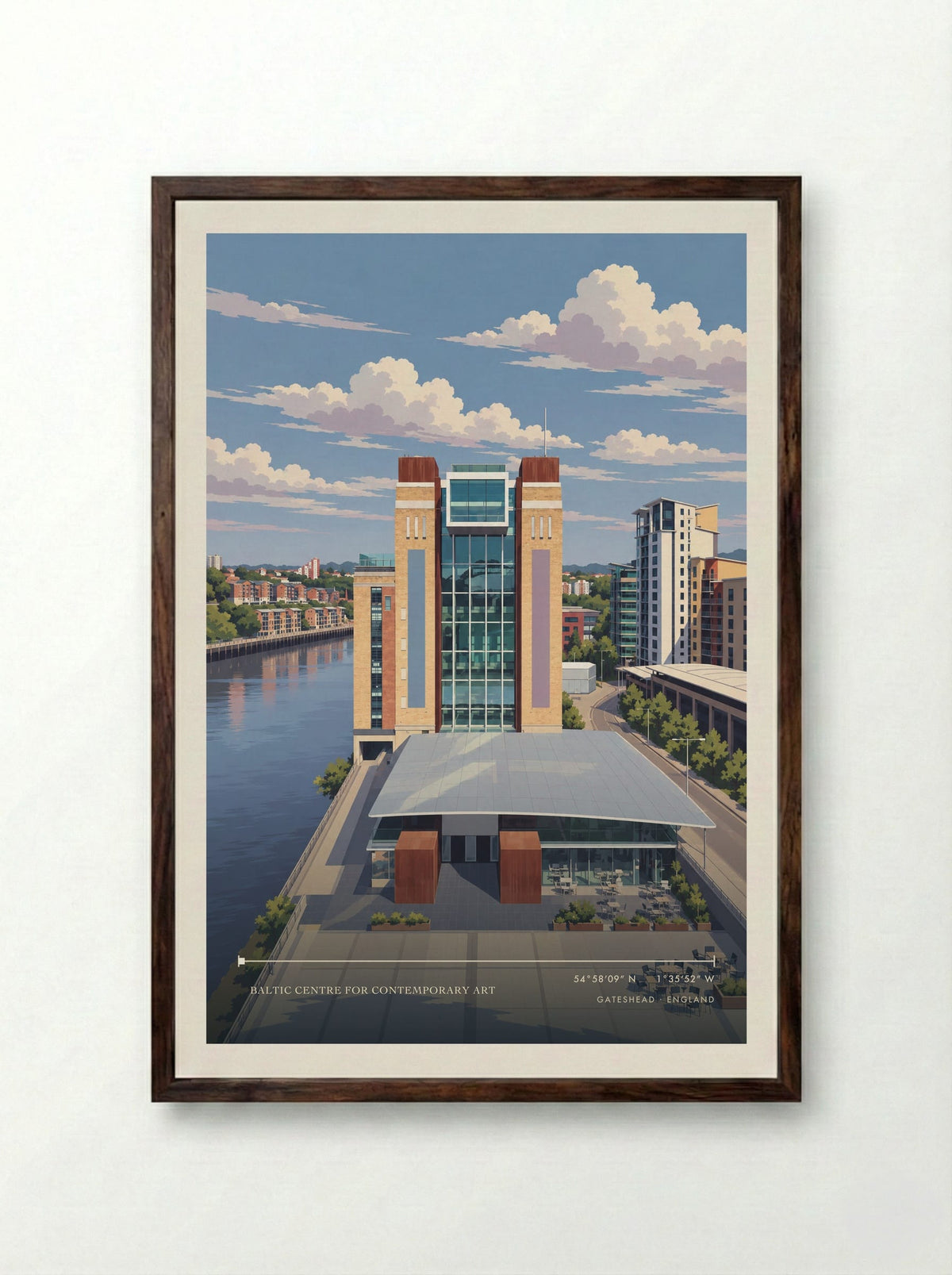 BALTIC Centre for Contemporary Art, Gateshead | Travel Poster - Framed Print Dark Wood