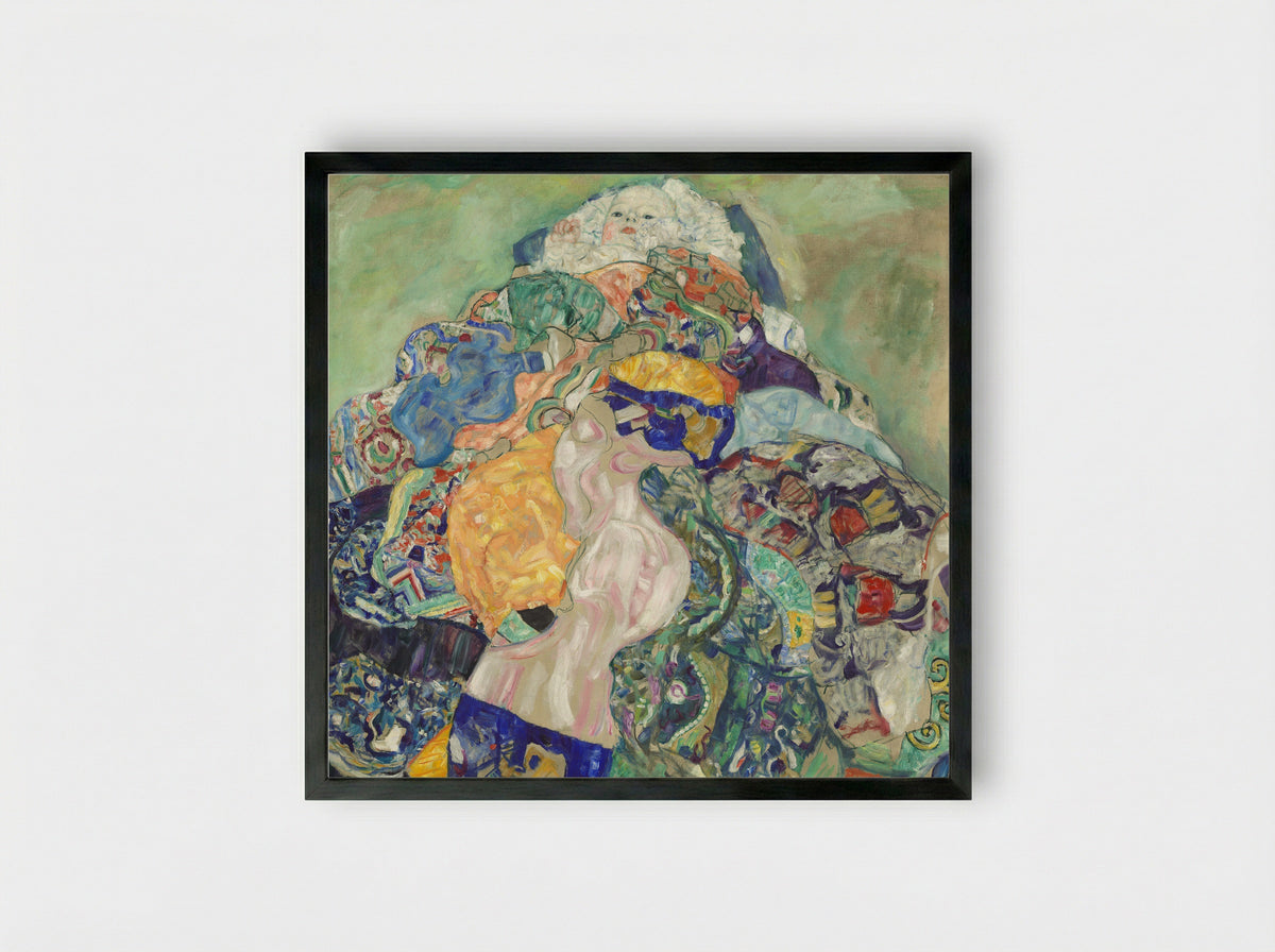 Baby (Cradle) - Gustav Klimt - Framed Print Black