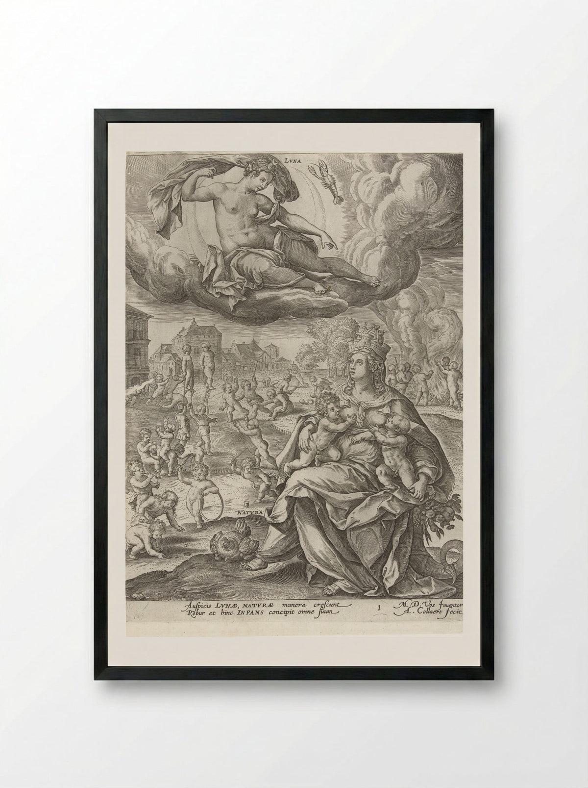 Babytijd onder invloed van de maan - Gerard de Jode - Framed Print Black