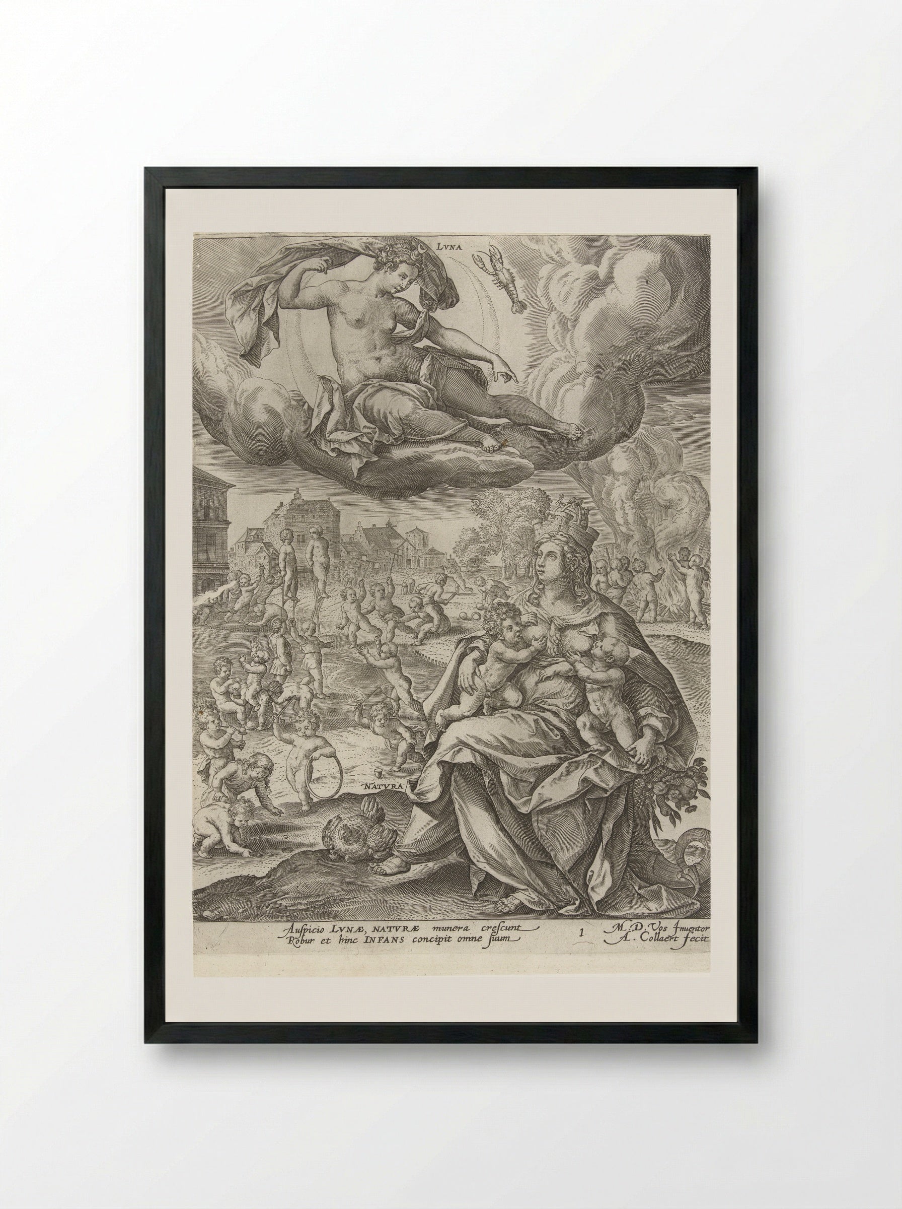 Babytijd onder invloed van de maan - Gerard de Jode - Framed Print Black
