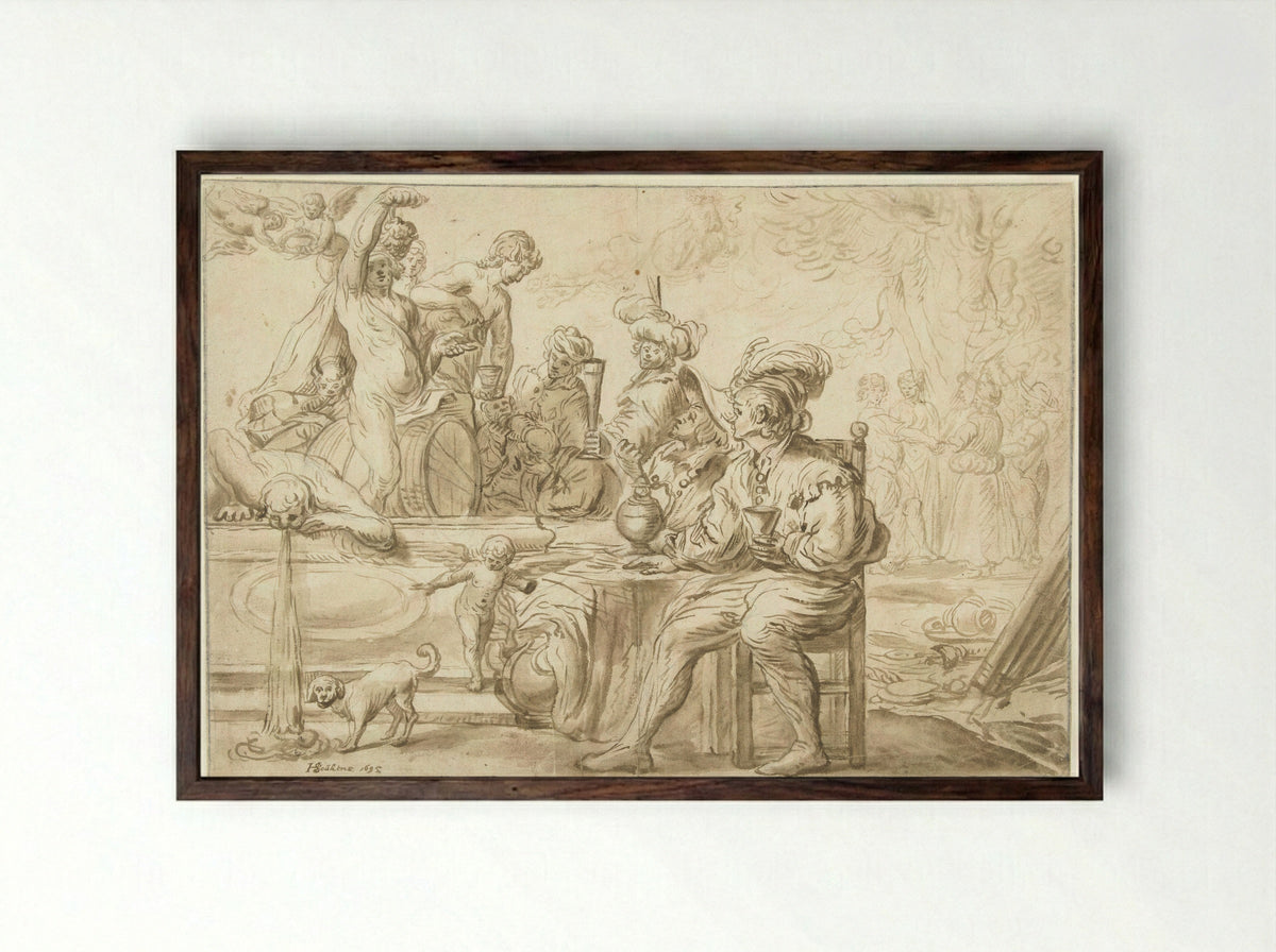 Bacchanaal - Hendrik Soukens - Framed Print Dark Wood