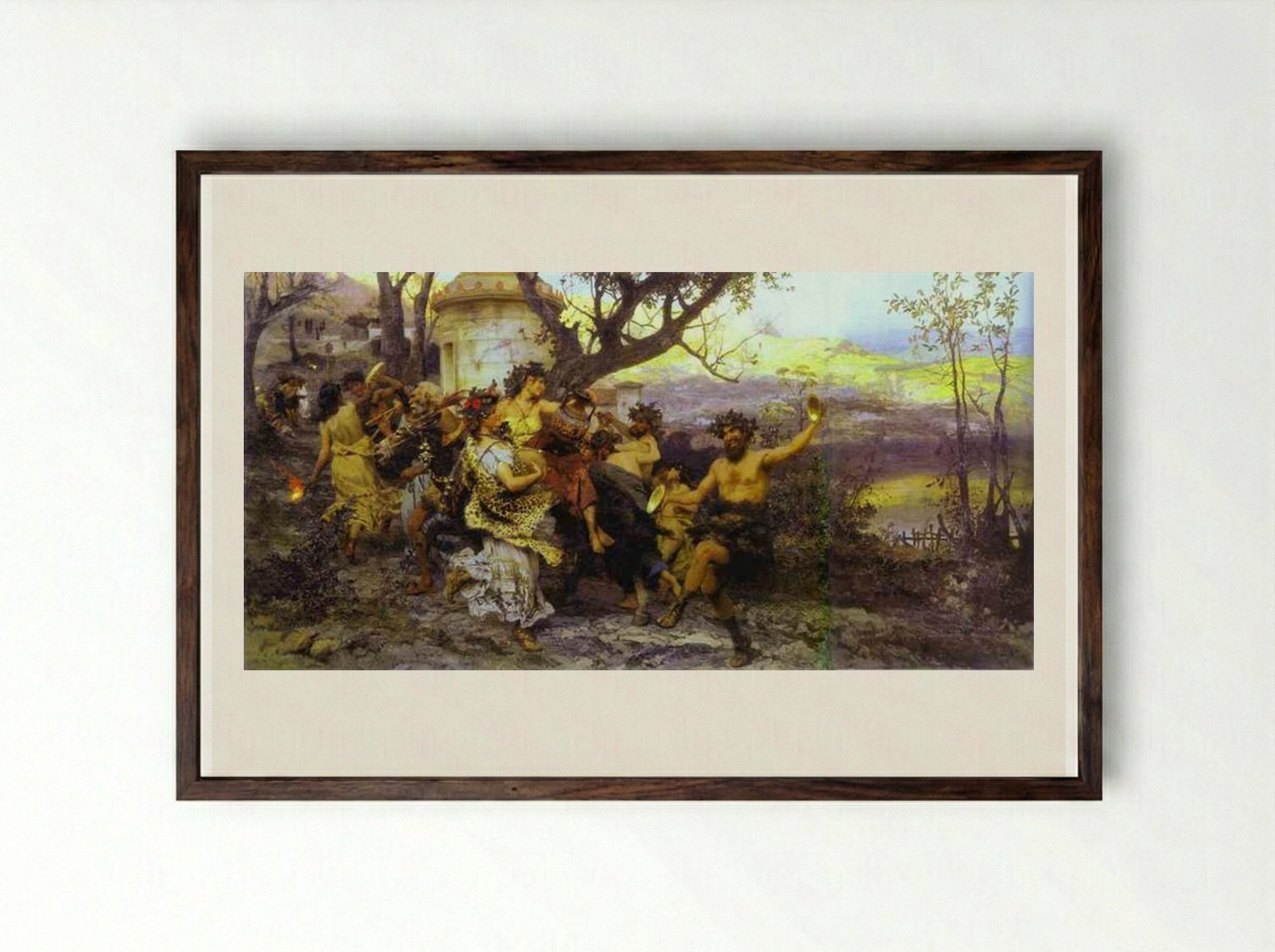 Bacchanalia - Henryk Siemiradzki - Framed Print Dark Wood