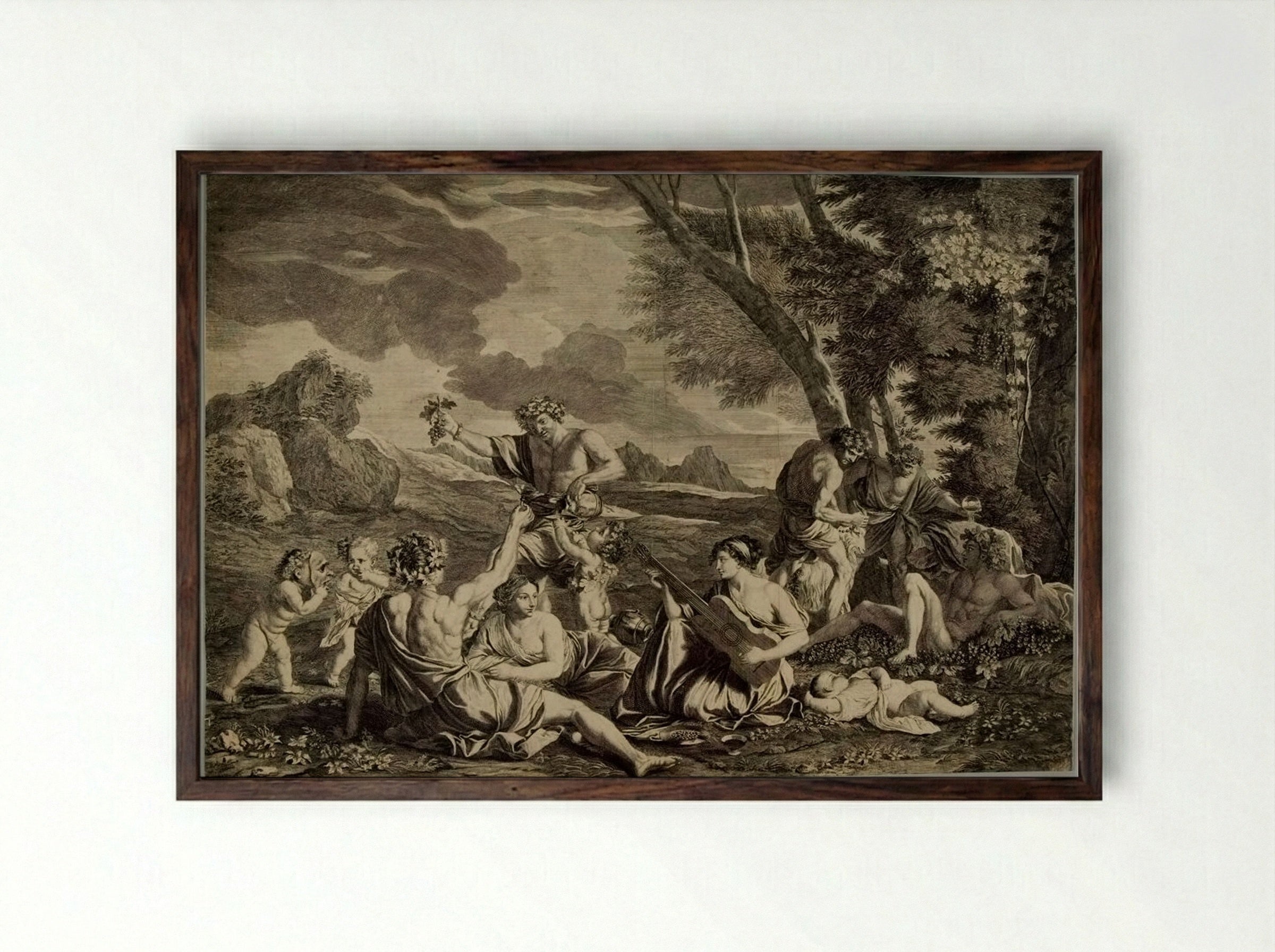 Bacchanalians - Frans Ertinger - Framed Print Dark Wood