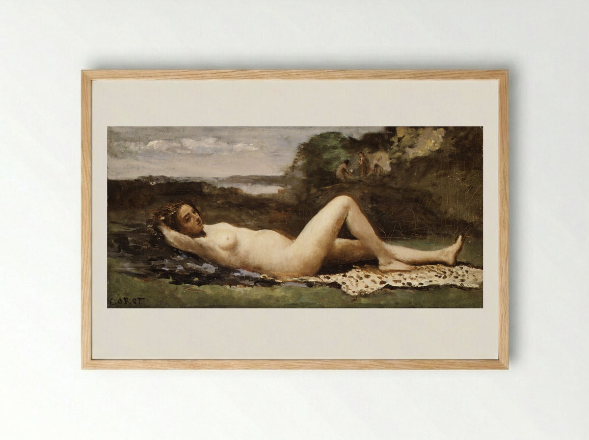 Bacchante in a Landscape - Camille Corot - Framed Print Wood
