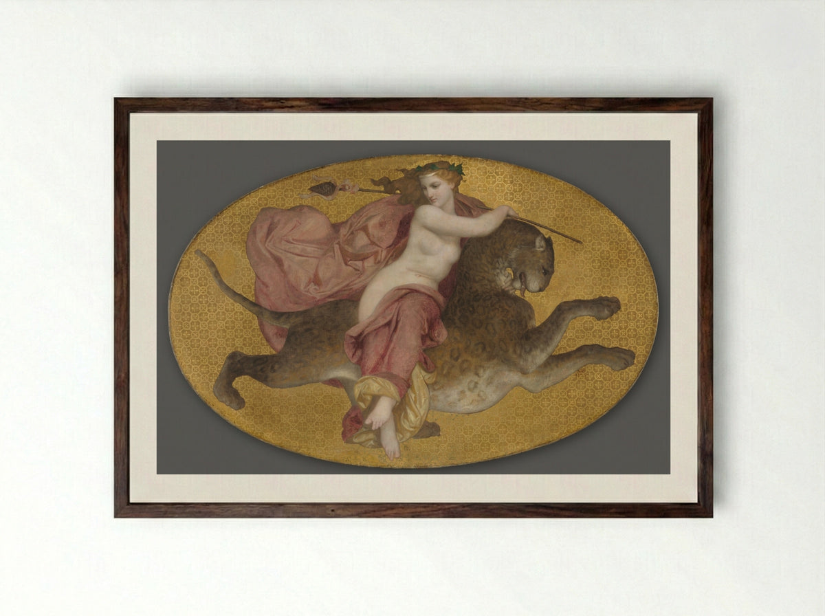 Bacchante on a Panther - William-Adolphe Bouguereau - Framed Print Dark Wood