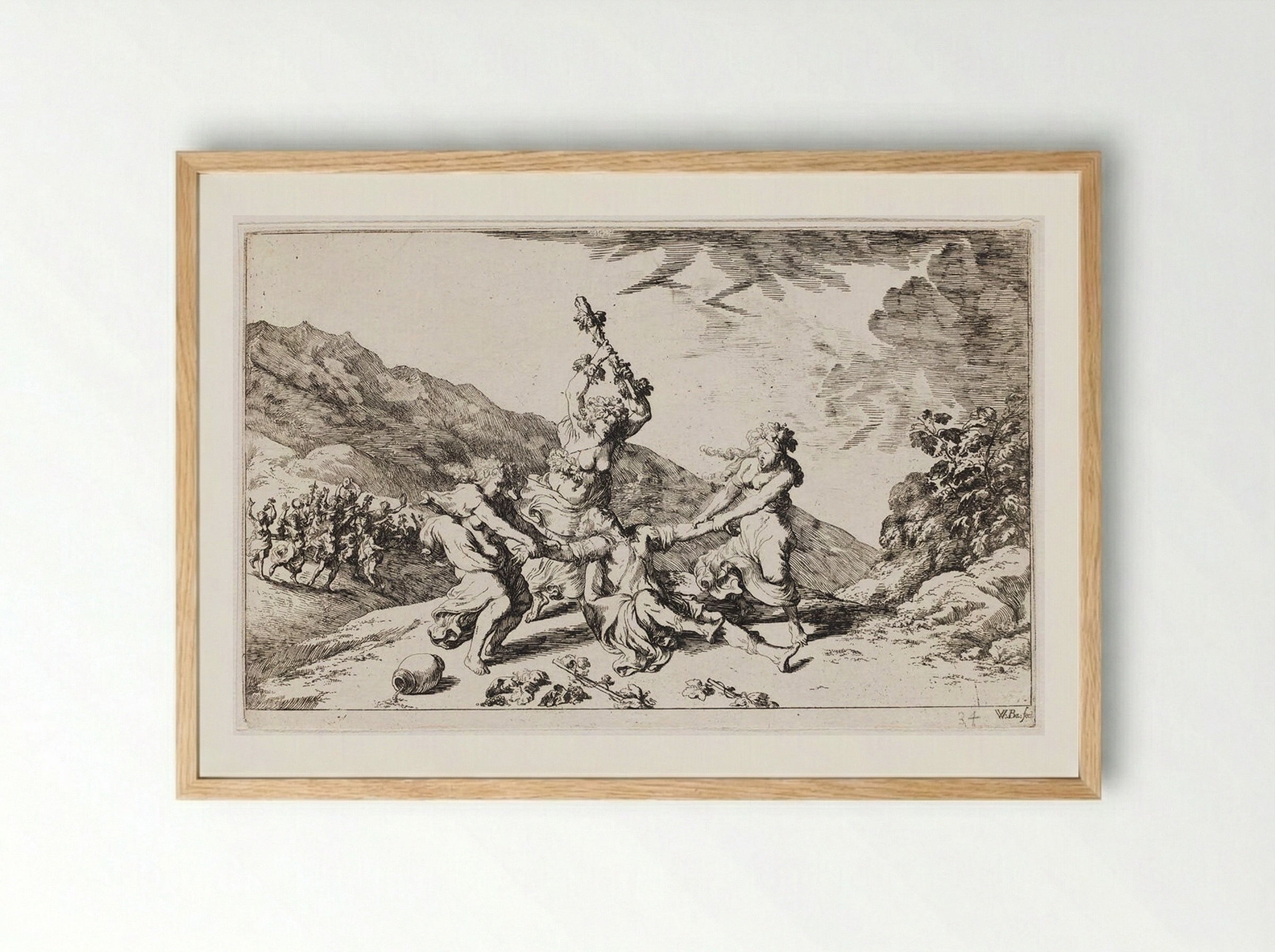 Bacchantes Tear Pentheus Limb from Limb - Johann Wilhelm Baur - Framed Print Wood