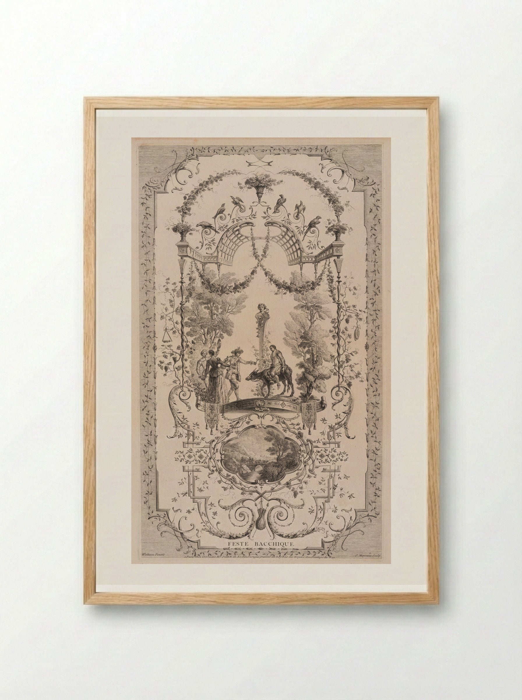 Bacchic Festival - Jean Moyreau - Framed Print Wood