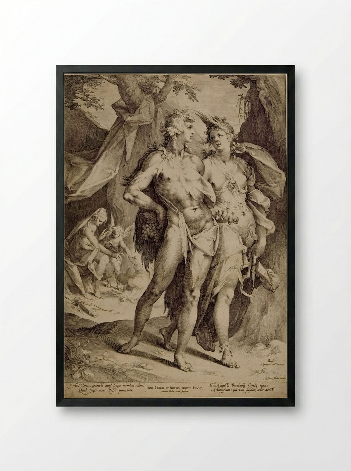 Bacchus, Ceres, and Venus - Jan Harmensz. Muller - Framed Print Black
