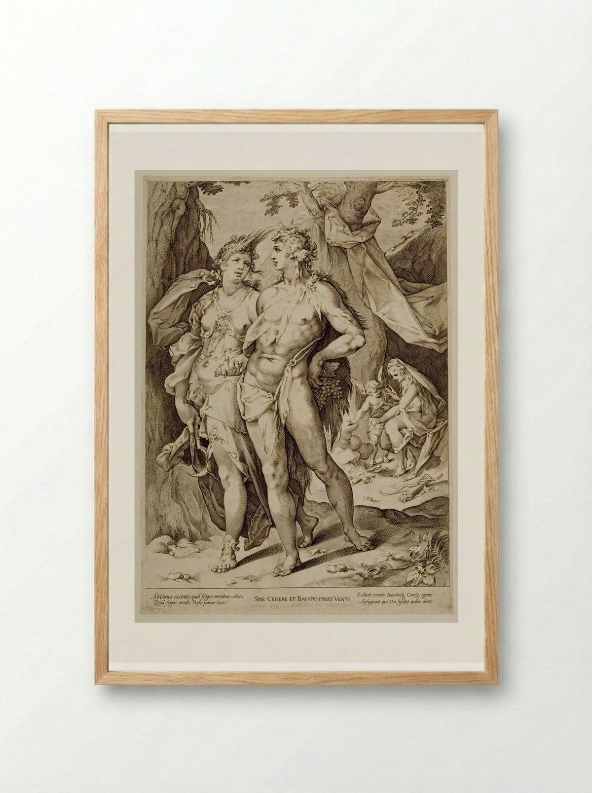 Bacchus and Ceres Leaving Venus and Cupid - Jan Harmensz. Muller - Framed Print Wood