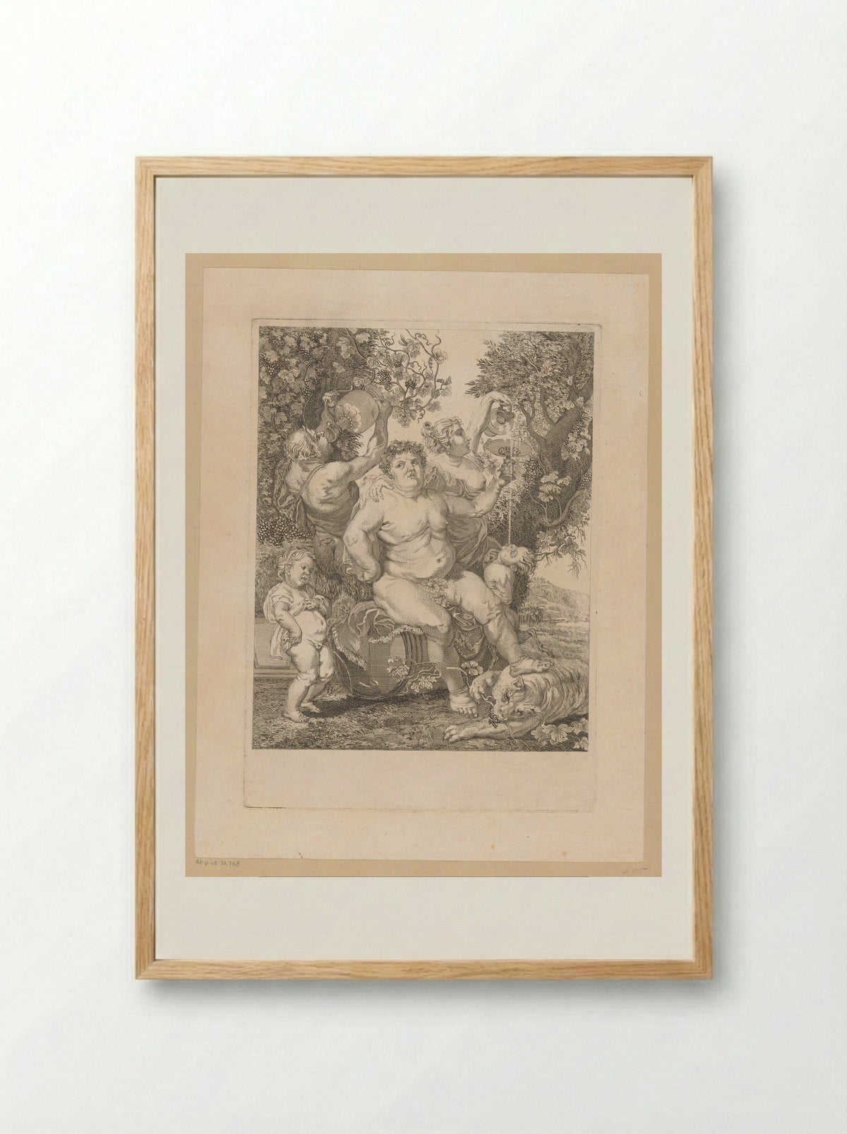 Bacchus on a Wine Barrel - Pietro Peiroleri - Framed Print Wood