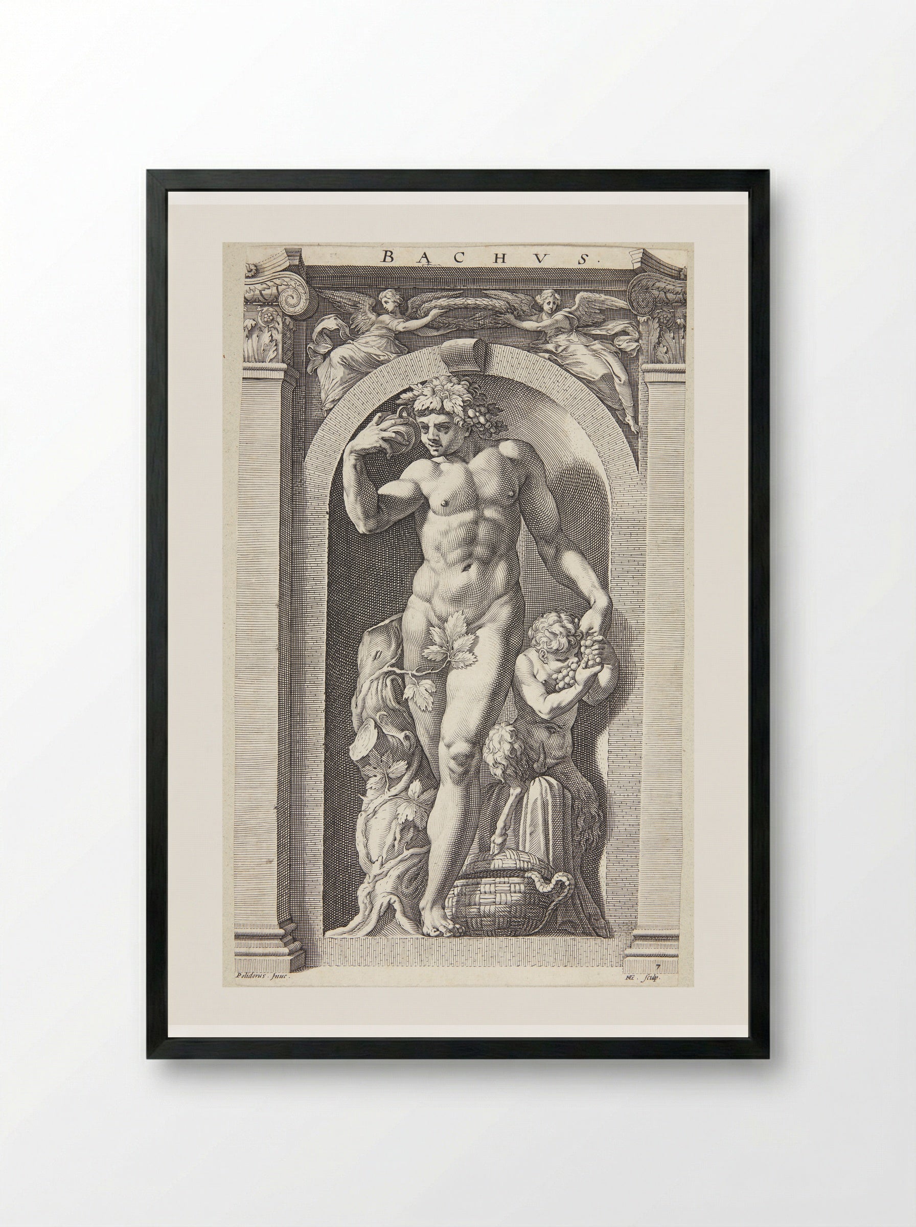 Bacchus - Hendrick Goltzius - Framed Print Black