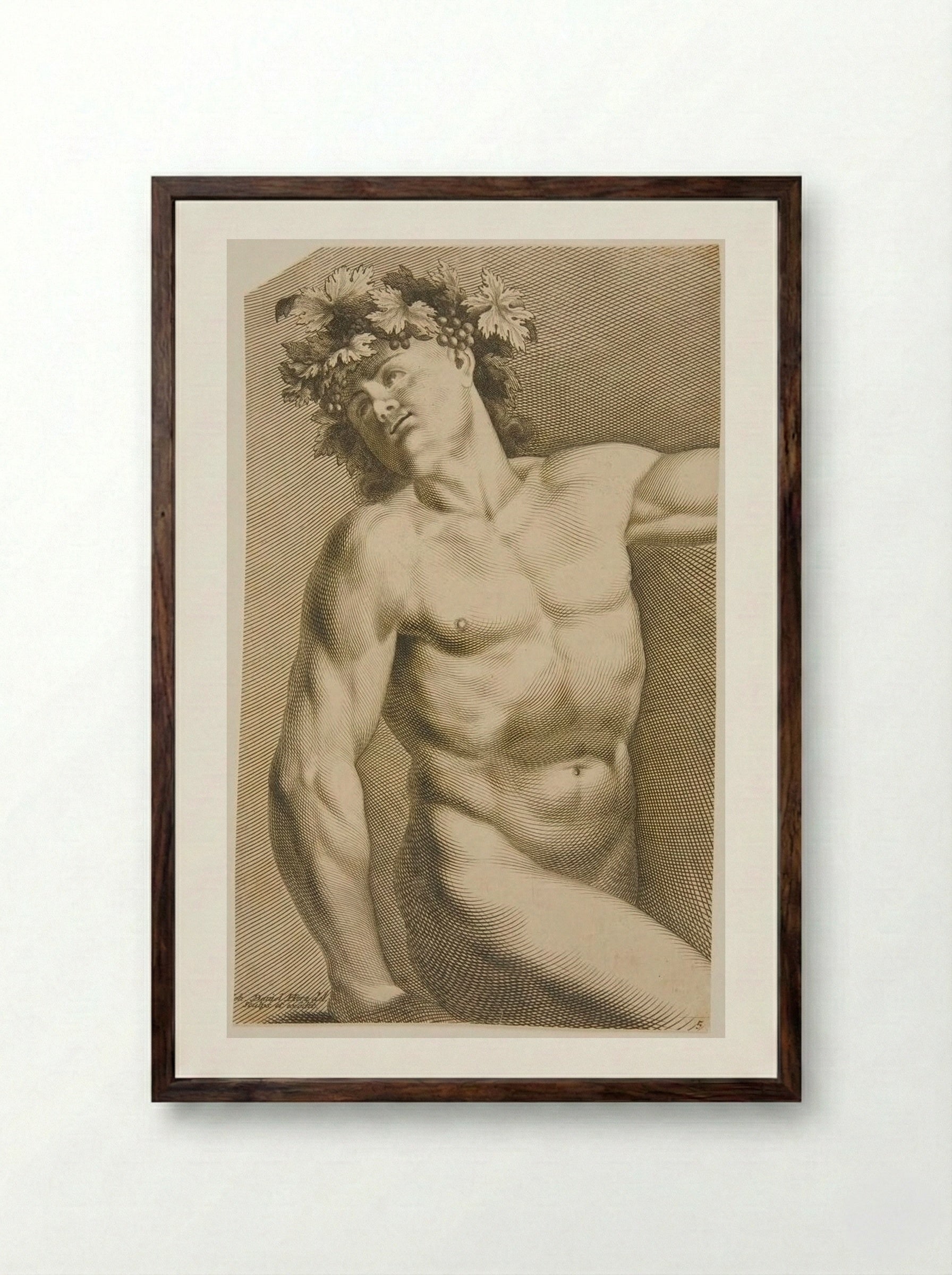 Bacchus - Johann Daniel Herz - Framed Print Dark Wood