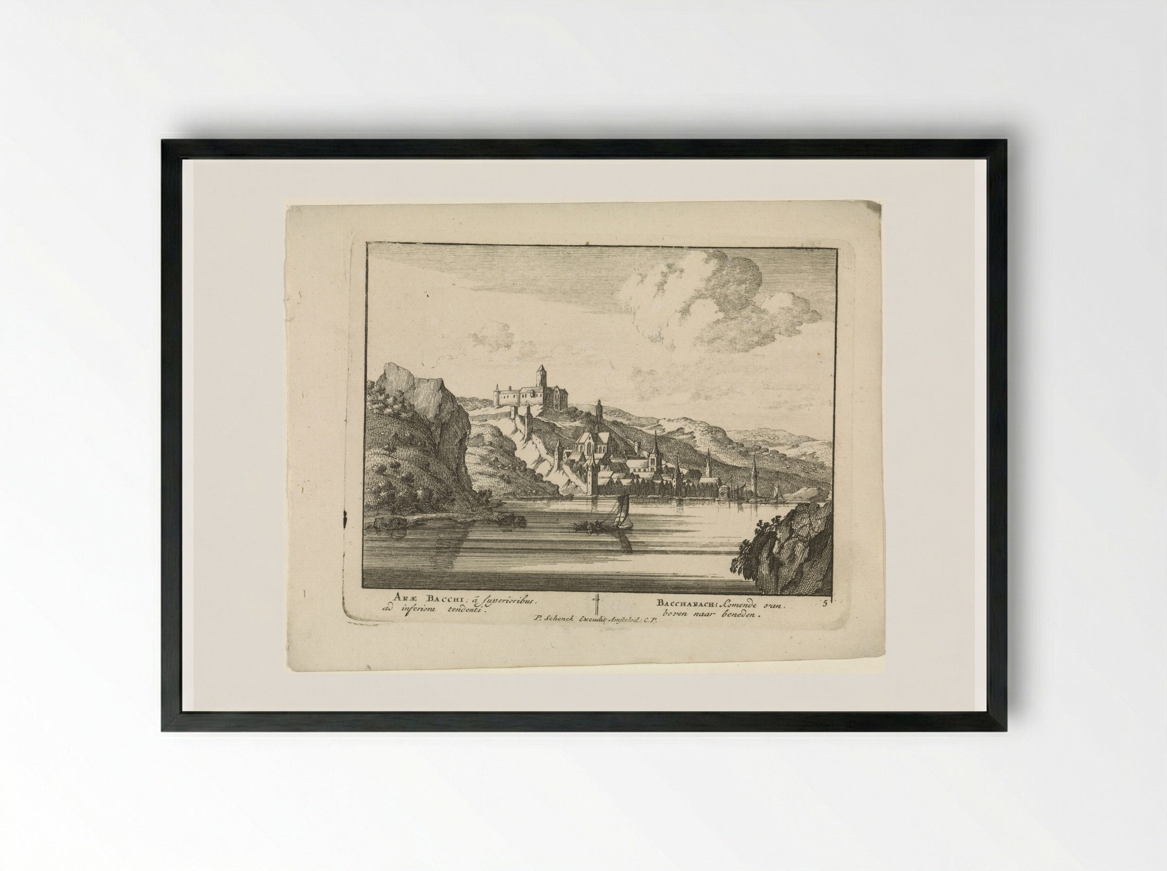 Bacharach aan de Rijn met kasteel Stahleck - Jan van Call (I) - Framed Print Black